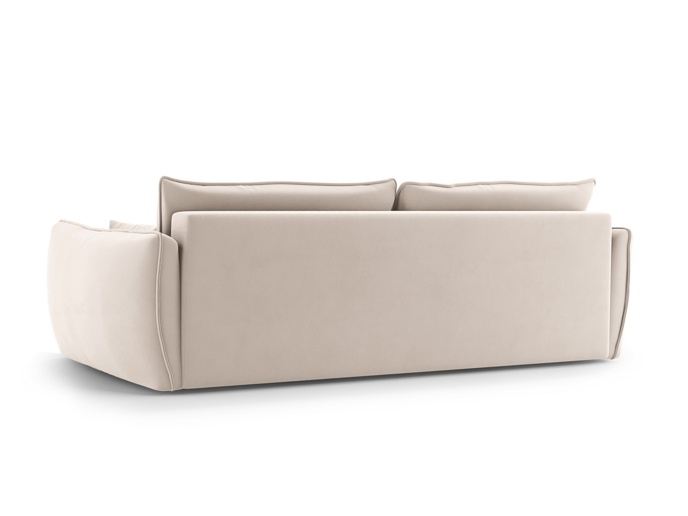 Cosmopolitan Design sammetsbäddsoffa med förvaring, "Matera", 3-sits, 240 × 108 × 86 cm, Salvador, svarta plastben