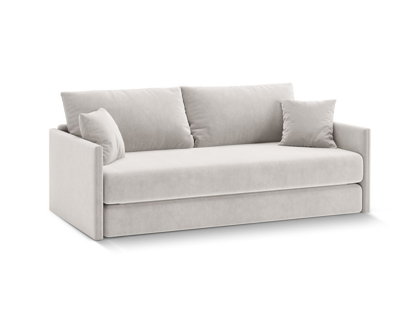 Cosmopolitan Design sammetsbäddsoffa, "Shannon", 3-sits, 209 × 94 × 87 cm, Salvador, svarta plastben