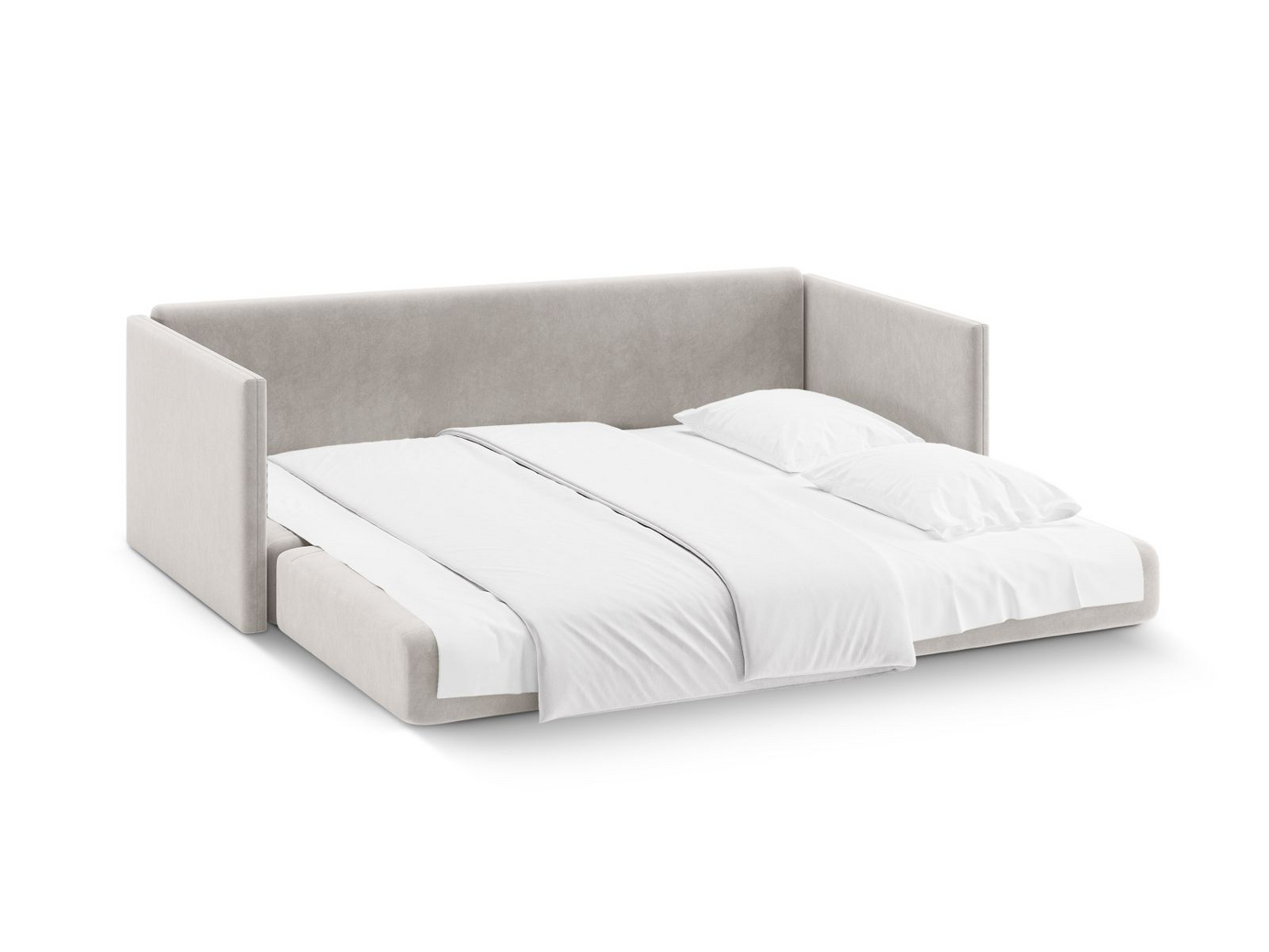 Cosmopolitan Design sammetsbäddsoffa, "Shannon", 3-sits, 209 × 94 × 87 cm, Salvador, svarta plastben