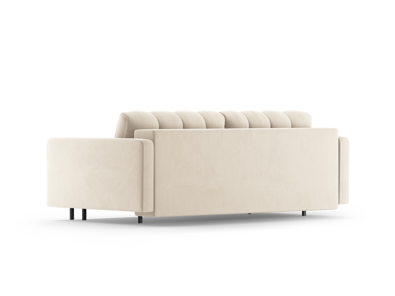 Cosmopolitan Design sammetsbäddsoffa med förvaring, "Bali", 3-sits, 222 × 84 × 105 cm, Bluvel, svarta metallben