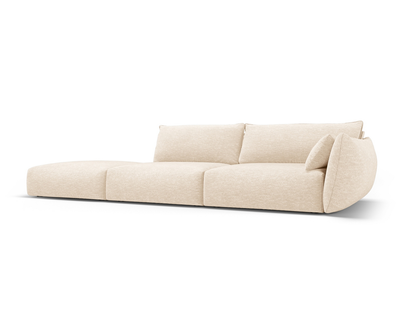 Cosmopolitan Design vänstervänd soffa, "Matera", 4-sits, 264 × 110 × 85 cm, Haga, svarta plastben