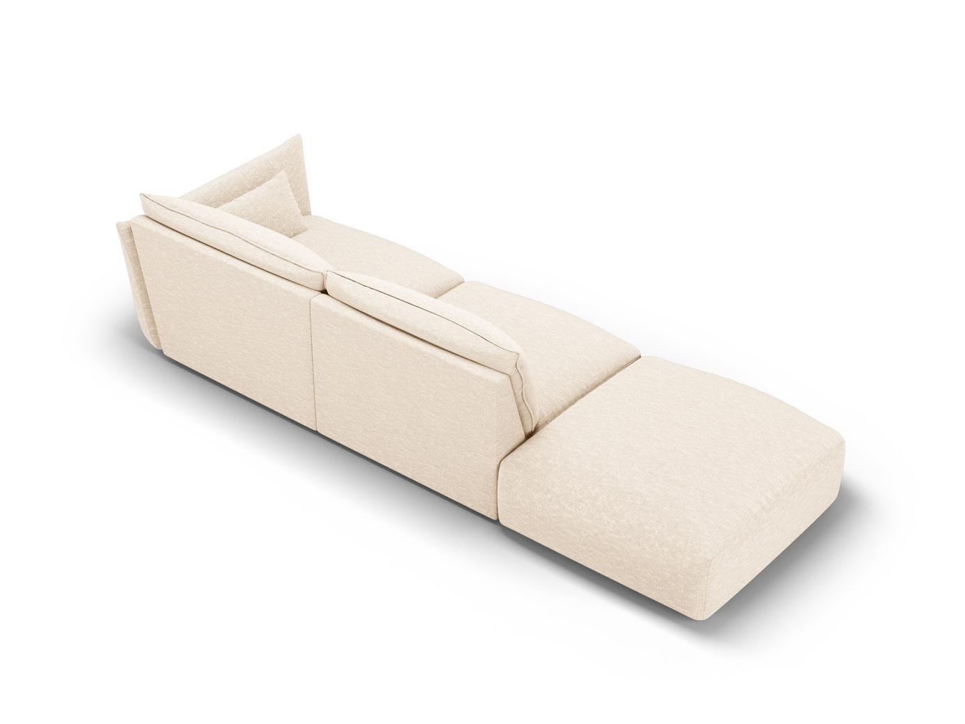 Cosmopolitan Design vänstervänd soffa, "Matera", 4-sits, 264 × 110 × 85 cm, Haga, svarta plastben