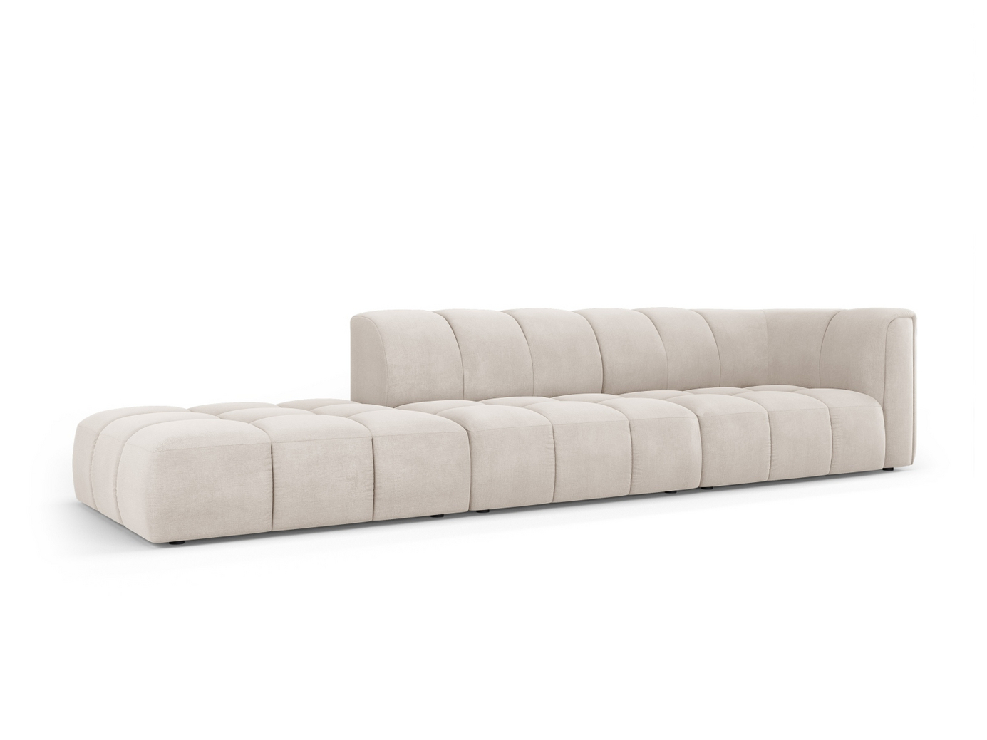 Cosmopolitan Design vänstervänd modulsoffa, "Moritz", 4-sits, 293 × 96 × 70 cm, Rebel, svarta plastben