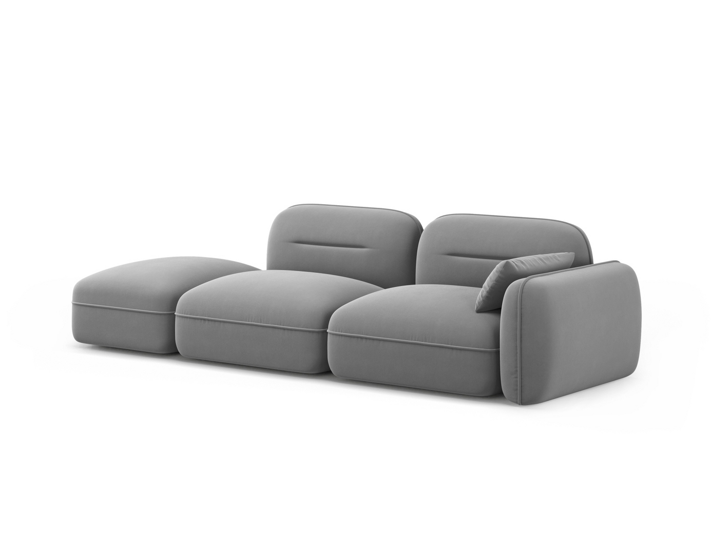 Cosmopolitan Design vänstervänd sammetsmodulsoffa, "Sydney", 3-sits, 295 × 90 × 70 cm, Casino, svarta plastben