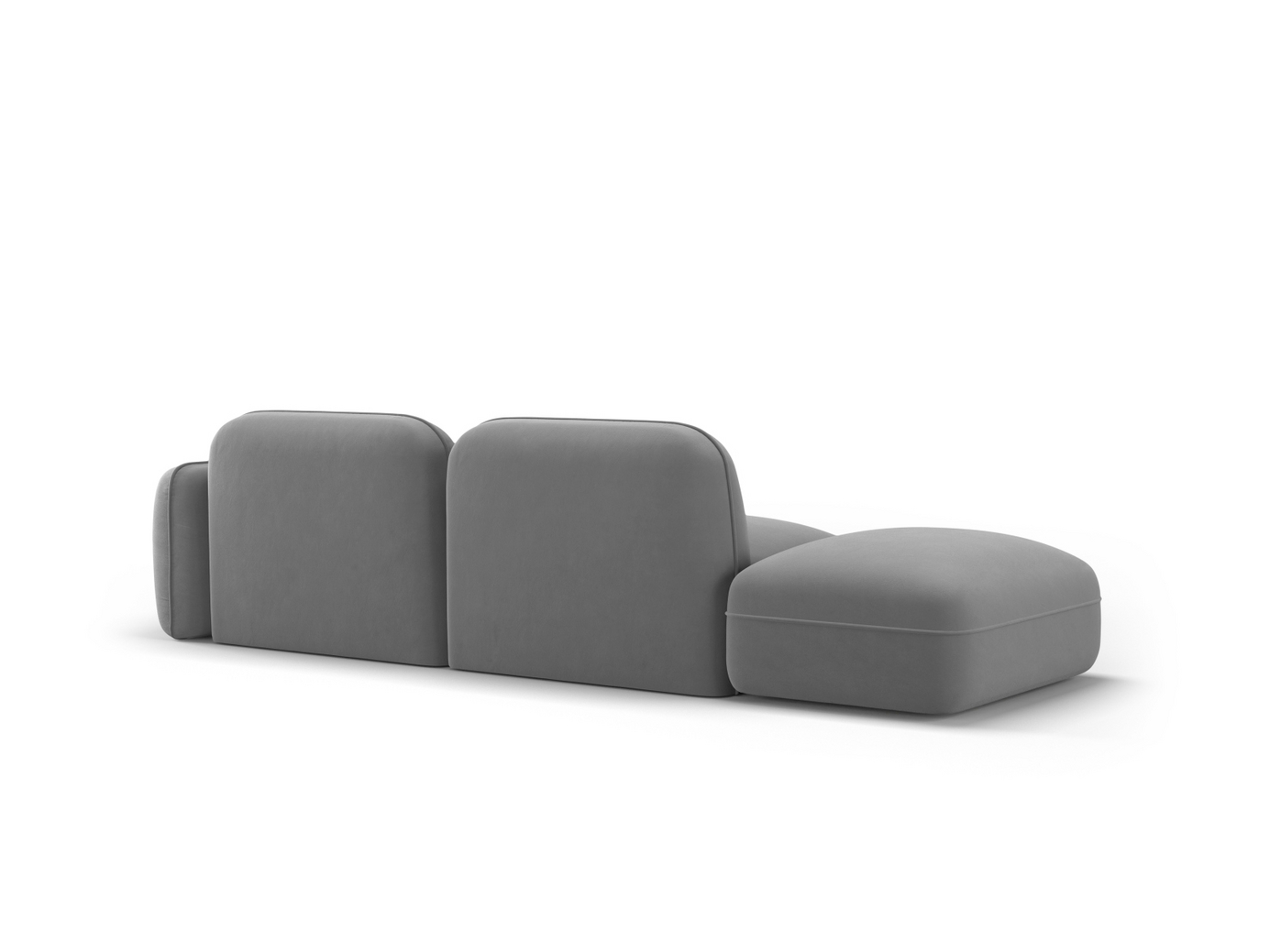Cosmopolitan Design vänstervänd sammetsmodulsoffa, "Sydney", 3-sits, 295 × 90 × 70 cm, Casino, svarta plastben