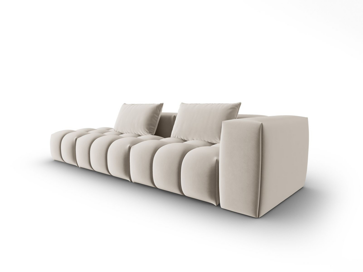 Cosmopolitan Design vänstervänd sammetsmodulsoffa, "Verona", 4-sits, 265 × 85 × 70 cm, Casino, svarta plastben