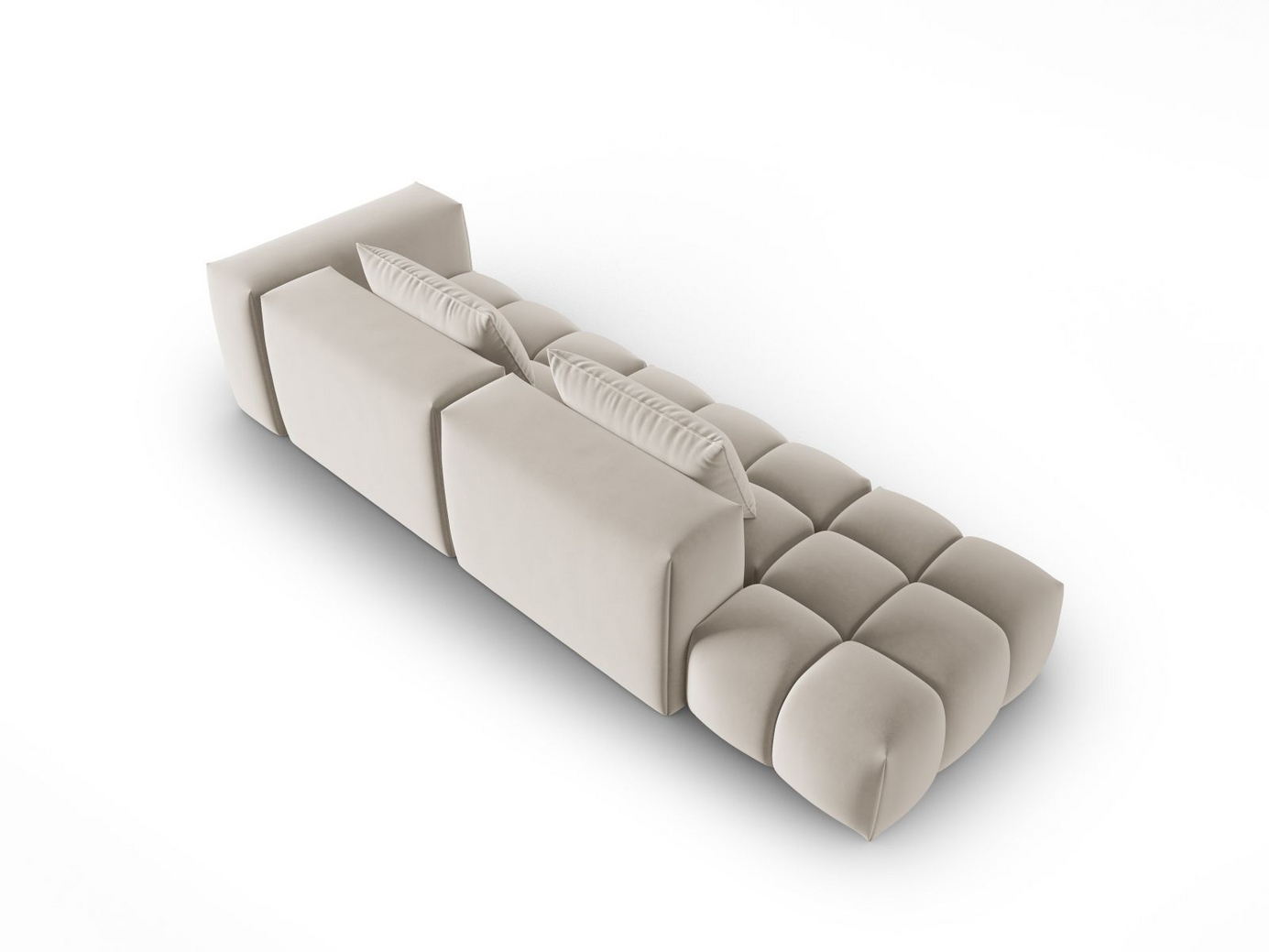 Cosmopolitan Design vänstervänd sammetsmodulsoffa, "Verona", 4-sits, 265 × 85 × 70 cm, Casino, svarta plastben