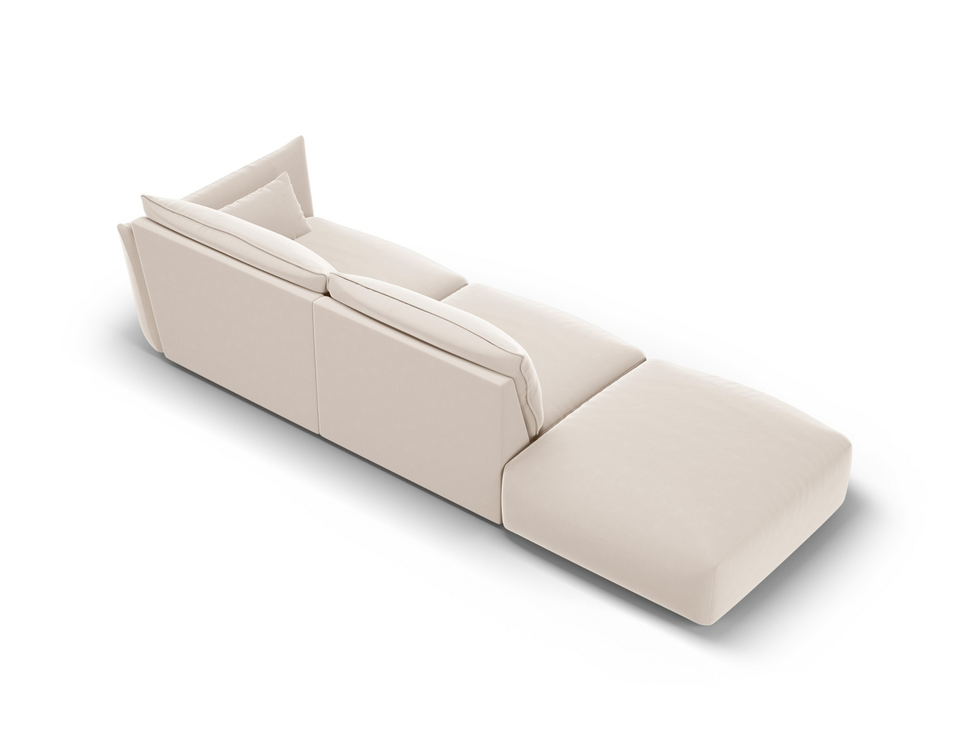 Cosmopolitan Design vänstervänd sammetssoffa, "Matera", 4-sits, 264 × 110 × 85 cm, Salvador, svarta plastben