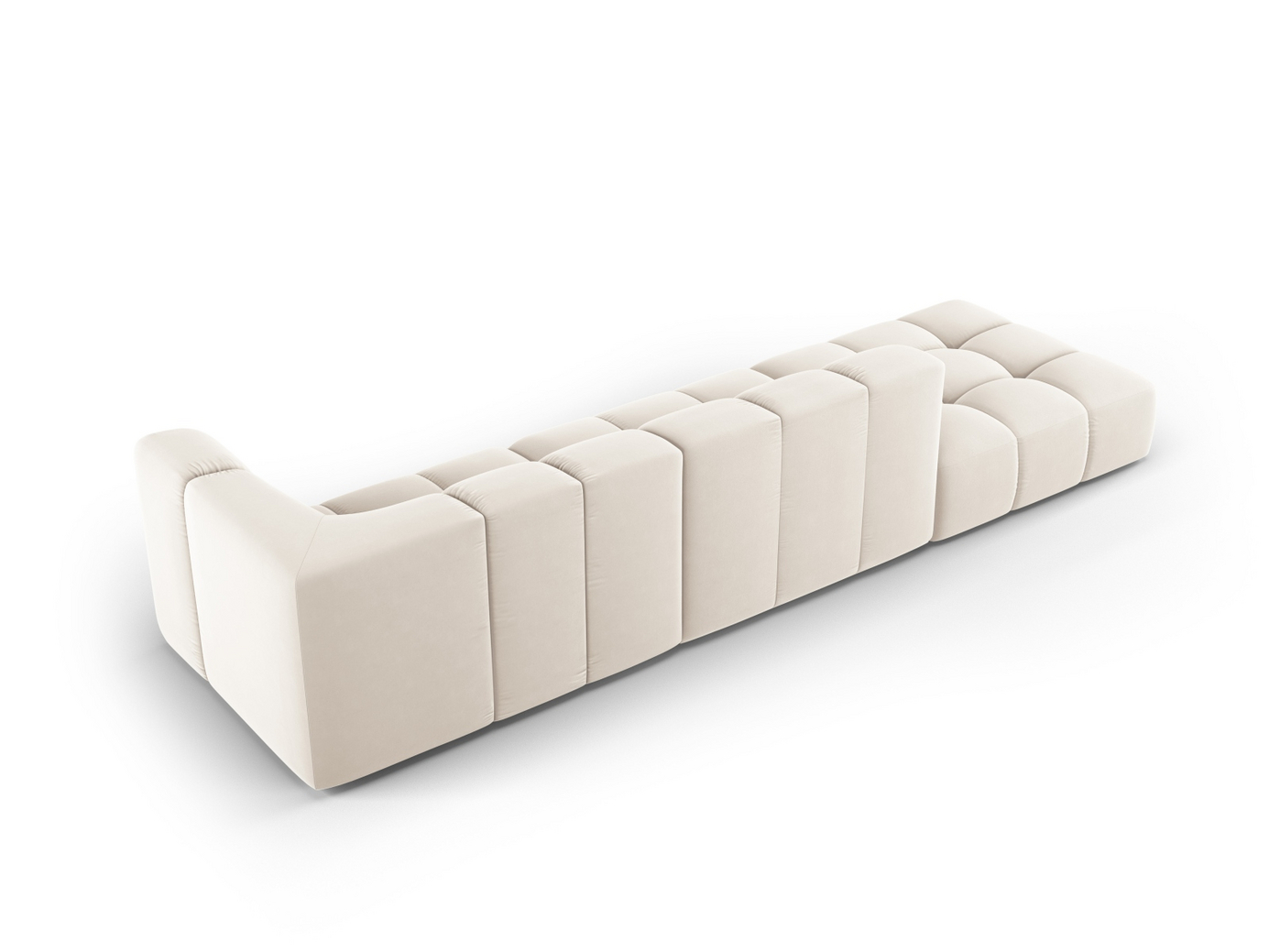 Cosmopolitan Design vänstervänd sammetsmodulsoffa, "Moritz", 4-sits, 293 × 96 × 70 cm, Bluvel, svarta plastben