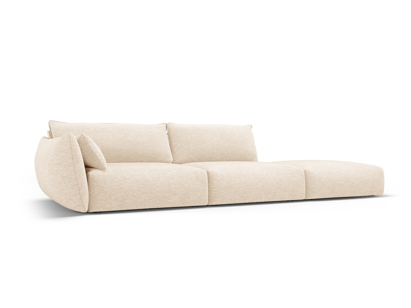 Cosmopolitan Design högervänd soffa, "Matera", 4-sits, 264 × 110 × 85 cm, Haga, svarta plastben
