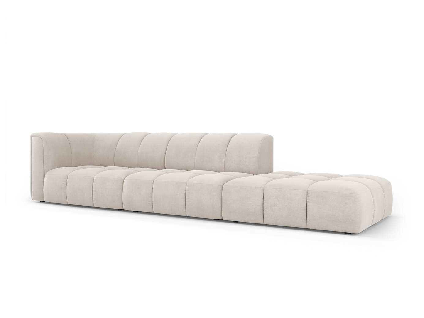 Cosmopolitan Design högervänd modulsoffa, "Moritz", 4-sits, 293 × 96 × 70 cm, Rebel, svarta plastben