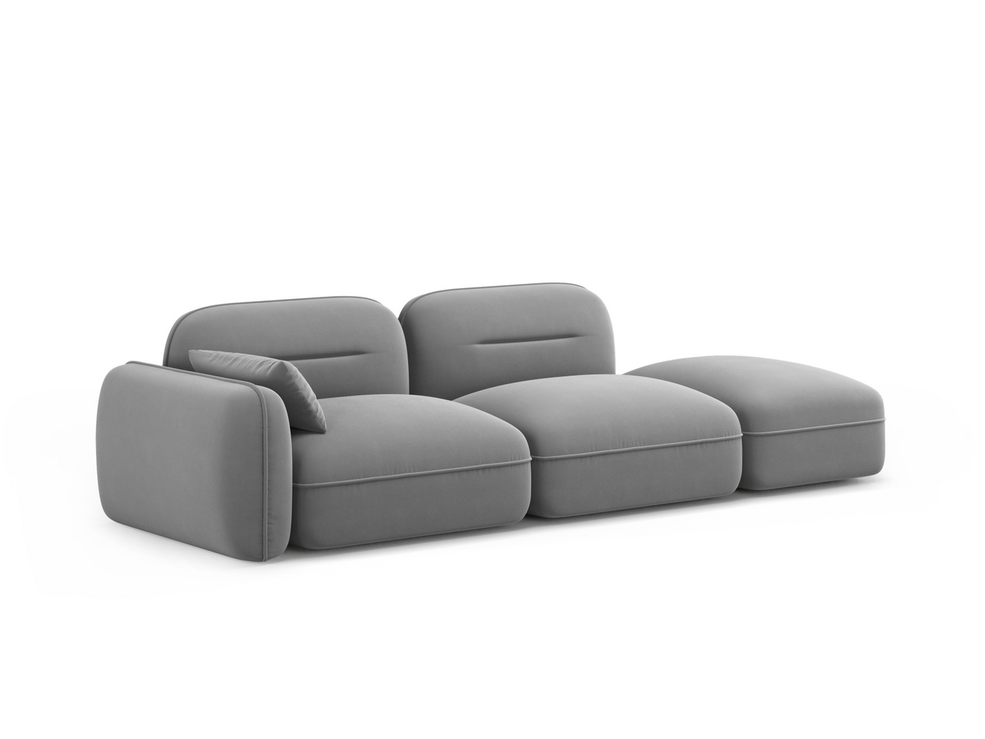 Cosmopolitan Design högervänd sammetsmodulsoffa, "Sydney", 3-sits, 295 × 90 × 70 cm, Casino, svarta plastben