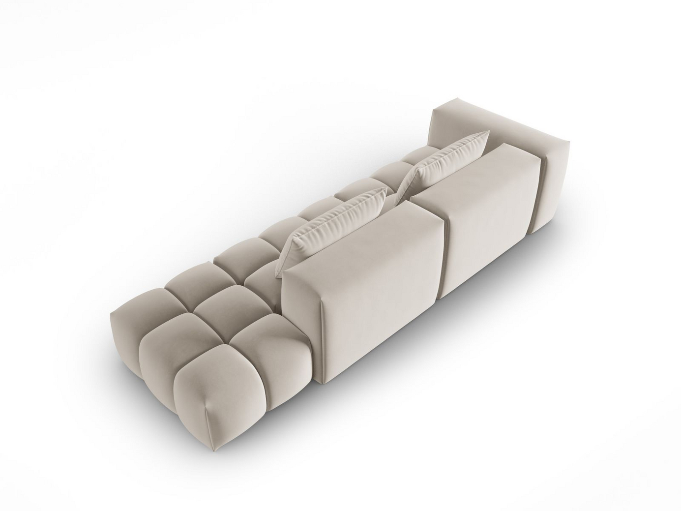 Cosmopolitan Design högervänd sammetsmodulsoffa, "Verona", 4-sits, 265 × 85 × 70 cm, Casino, svarta plastben