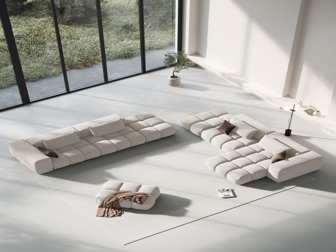 Cosmopolitan Design högervänd modulsoffa, "Verona", 4-sits, 265 × 85 × 70 cm, Sorella, svarta plastben