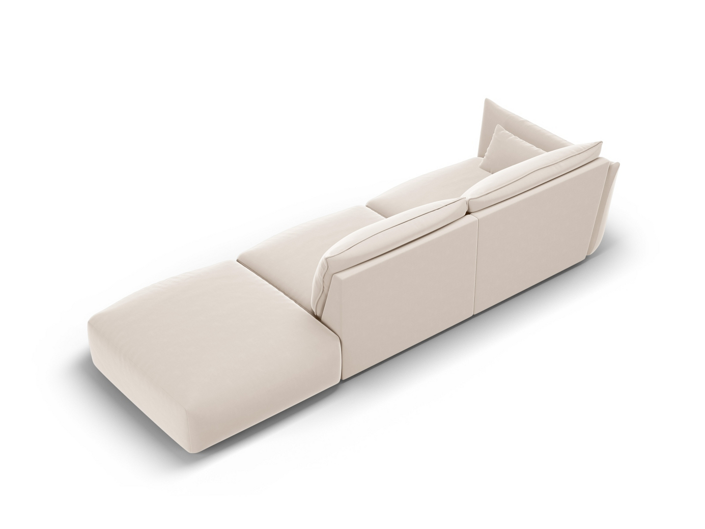 Cosmopolitan Design högervänd sammetssoffa, "Matera", 4-sits, 264 × 110 × 85 cm, Salvador, svarta plastben