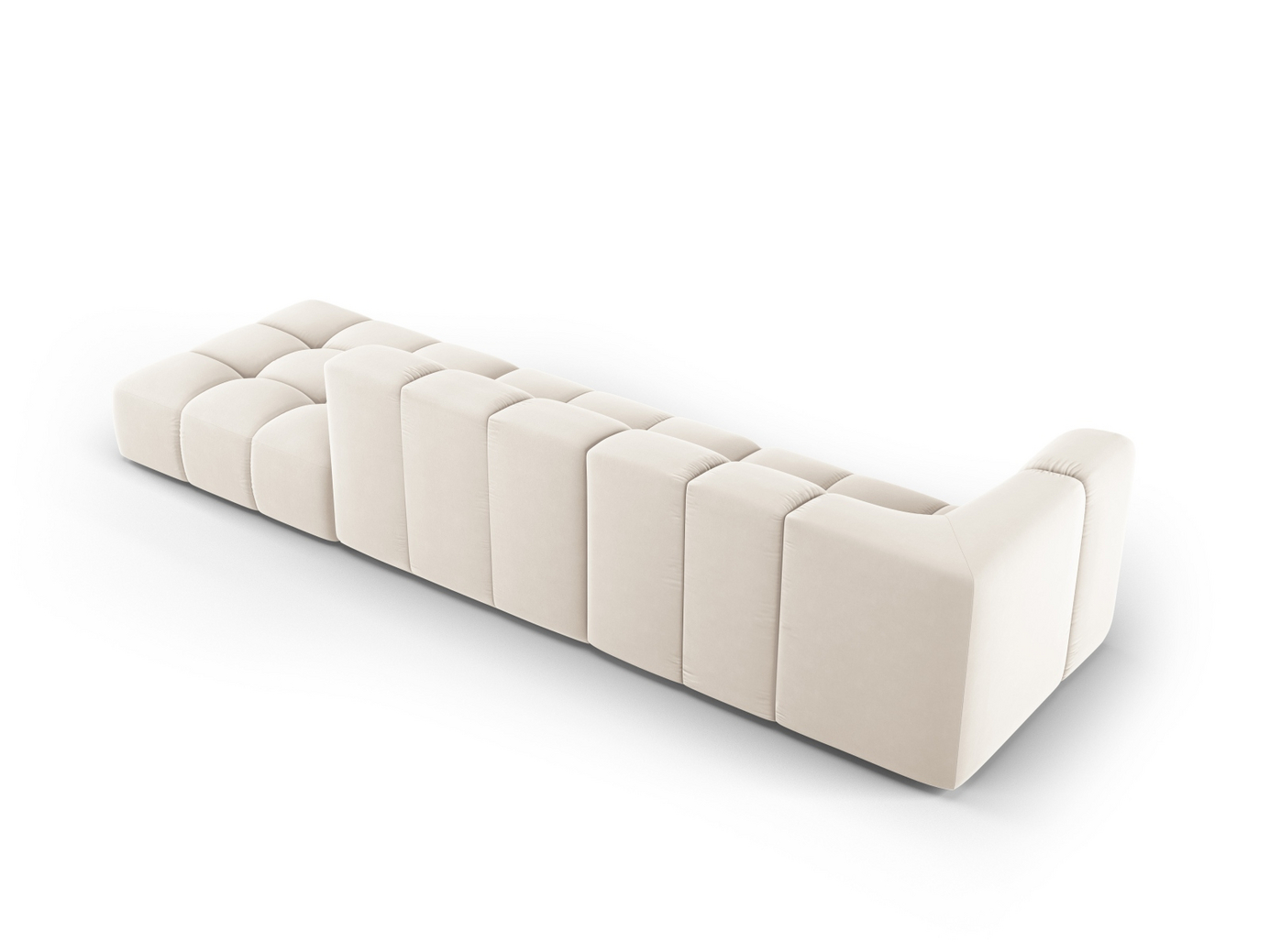 Cosmopolitan Design högervänd sammetsmodulsoffa, "Moritz", 4-sits, 293 × 96 × 70 cm, Bluvel, svarta plastben