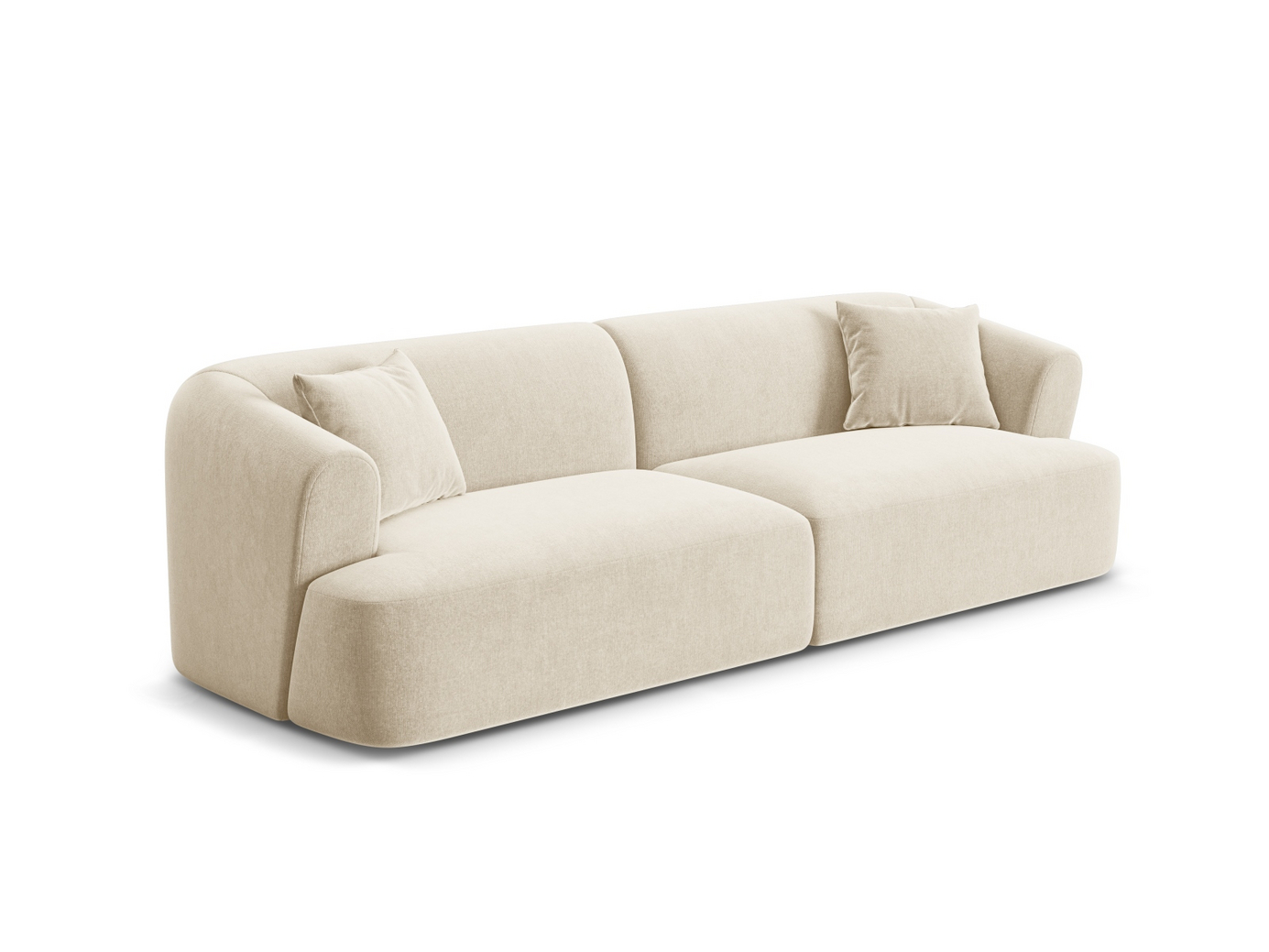 Cosmopolitan Design sammetsmodulsoffa, "Campi", 4-sits, 255 × 90 × 70 cm, Vogue, svarta plastben