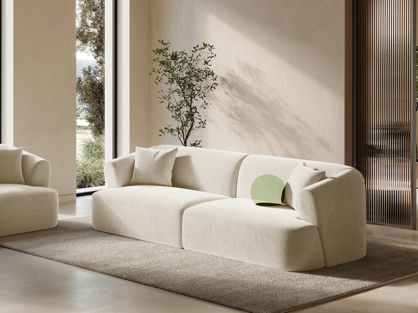 Cosmopolitan Design sammetsmodulsoffa, "Campi", 4-sits, 255 × 90 × 70 cm, Vogue, svarta plastben