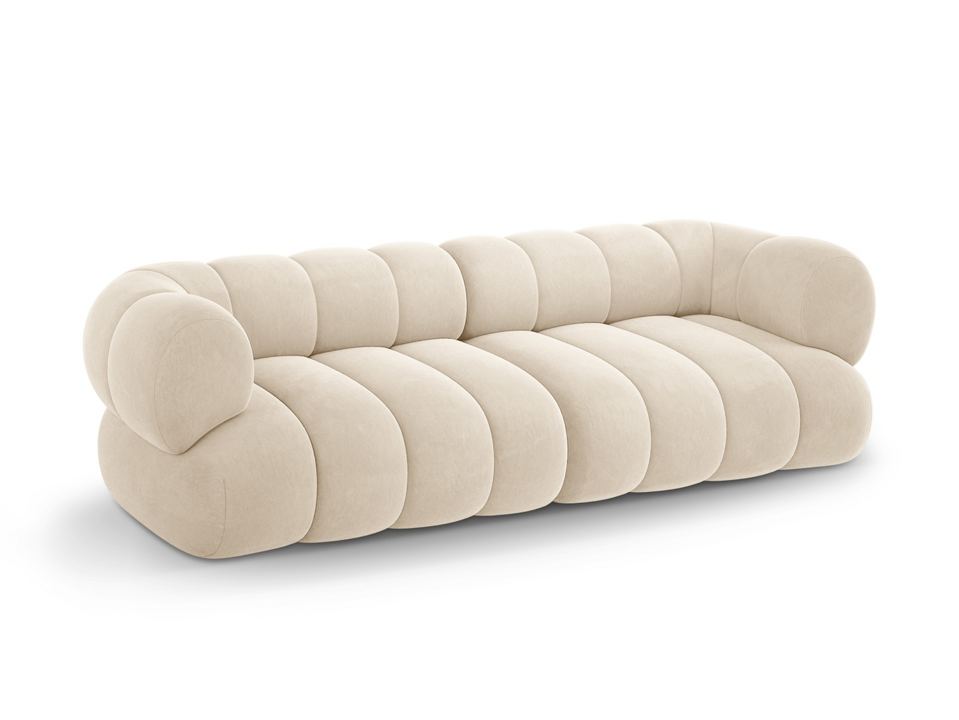 Cosmopolitan Design sammetssoffa, "Koge", 4-sits, 240 × 95 × 70 cm, Vogue, svarta plastben