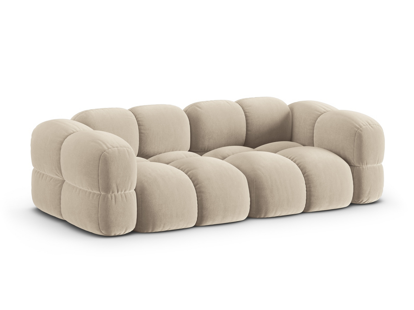 Cosmopolitan Design sammetssoffa, "Loretto", 4-sits, 250 × 100 × 68 cm, Vogue, svarta plastben