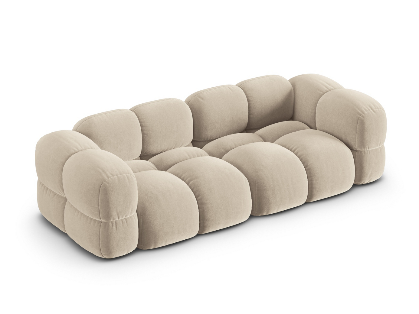 Cosmopolitan Design sammetssoffa, "Loretto", 4-sits, 250 × 100 × 68 cm, Vogue, svarta plastben