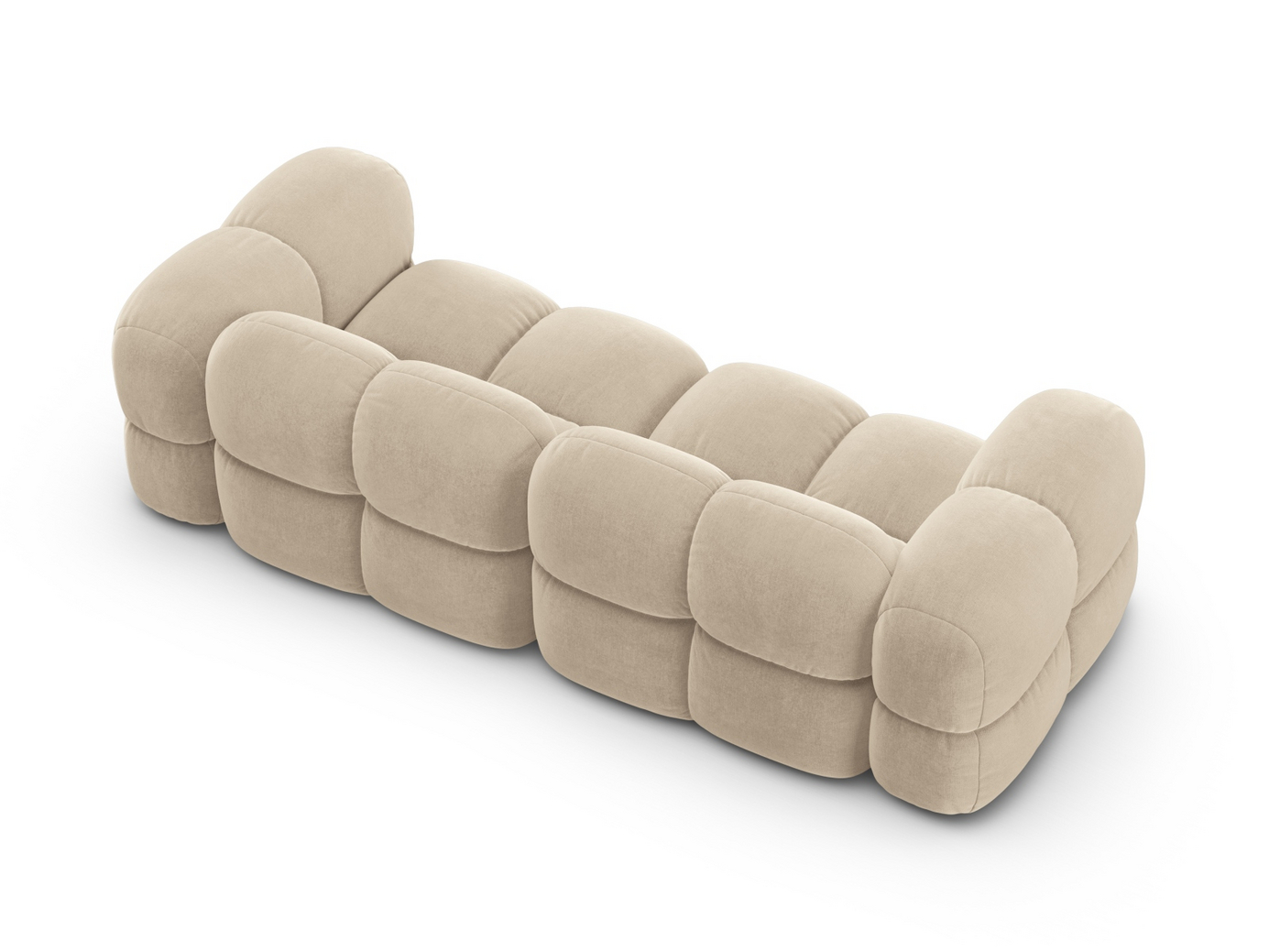 Cosmopolitan Design sammetssoffa, "Loretto", 4-sits, 250 × 100 × 68 cm, Vogue, svarta plastben