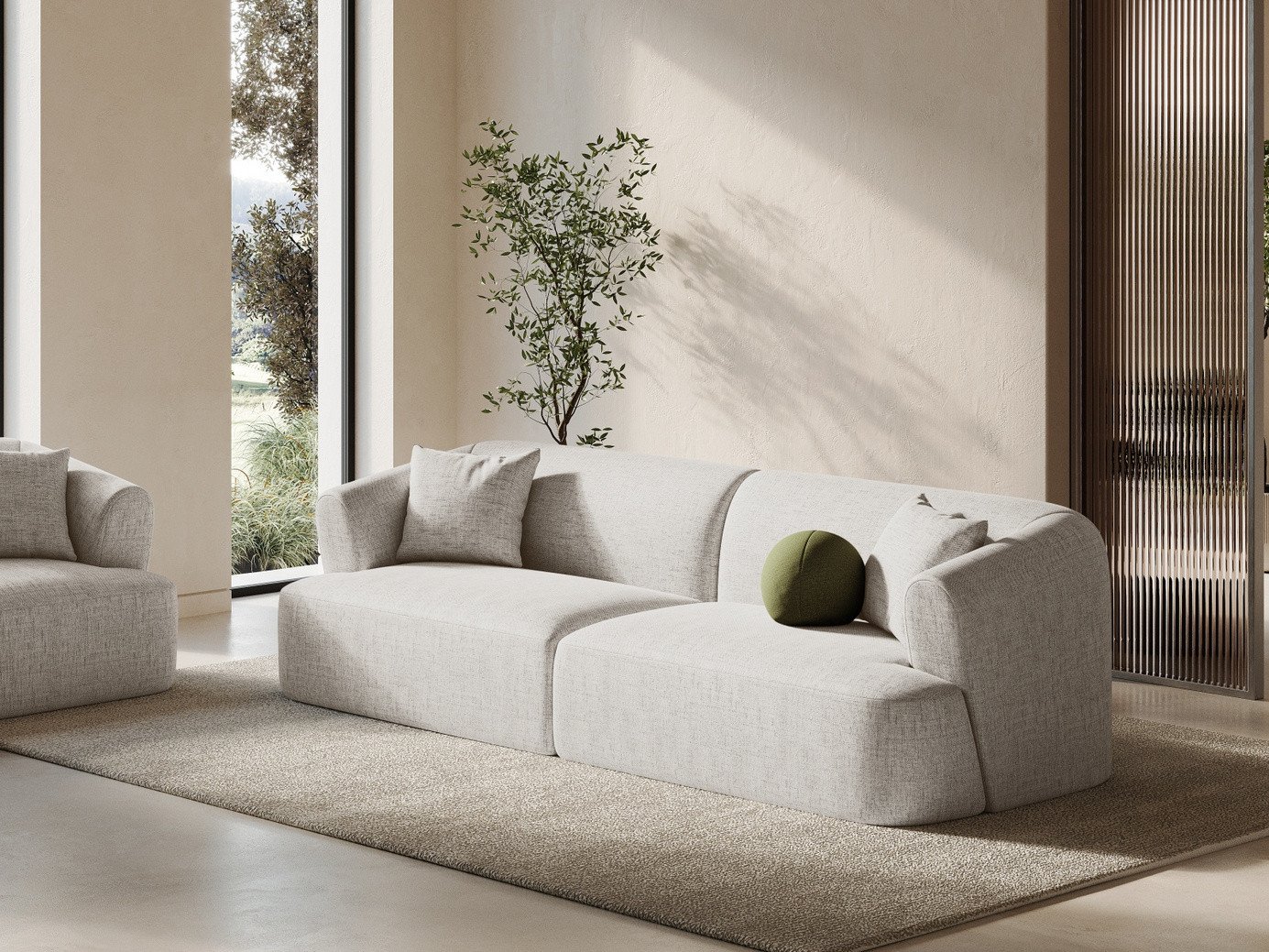 Cosmopolitan Design modulsoffa, "Campi", 4-sits, 255 × 90 × 70 cm, Moly, svarta plastben