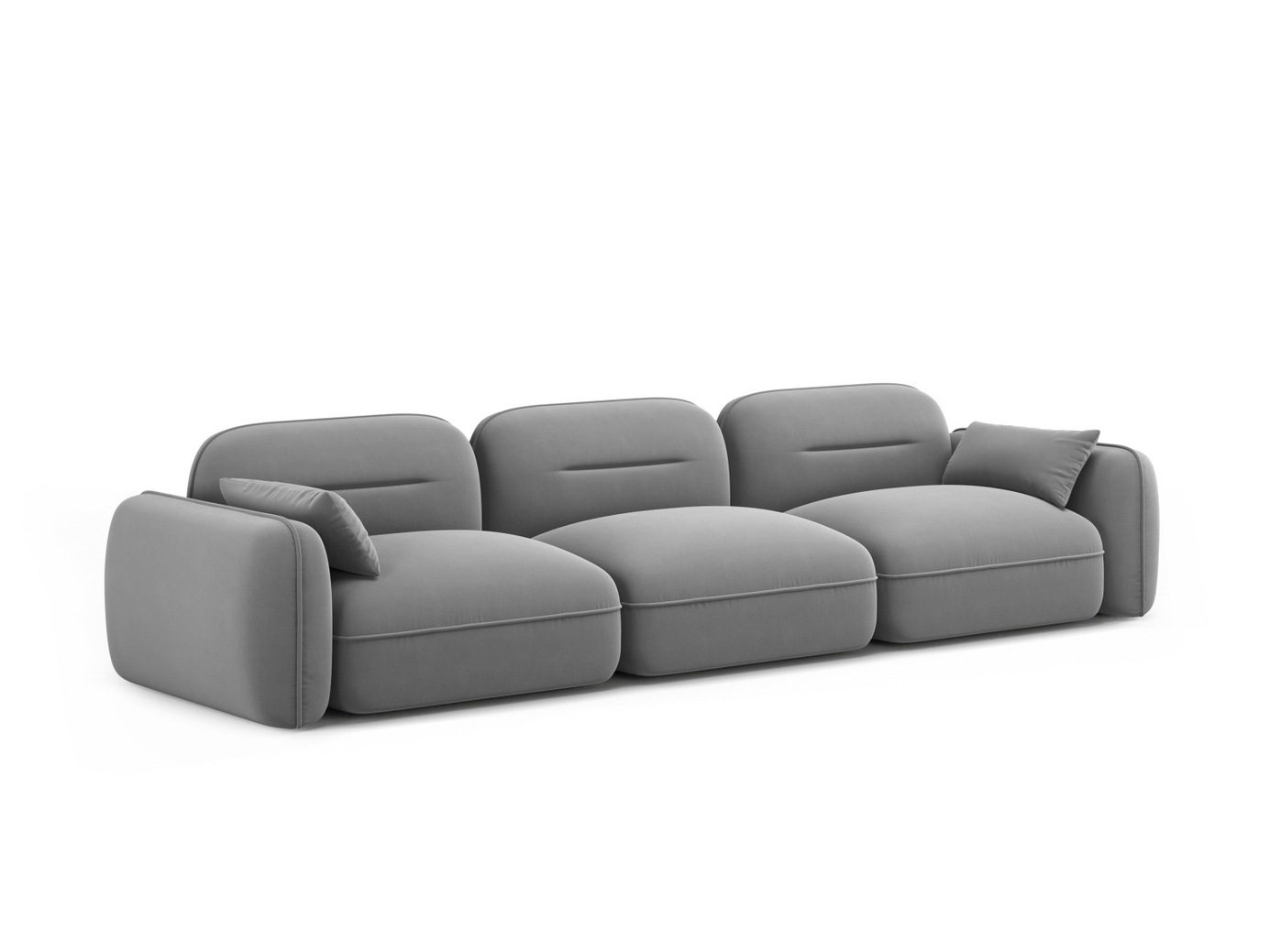 Cosmopolitan Design sammetsmodulsoffa, "Sydney", 4-sits, 320 × 90 × 70 cm, Casino, svarta plastben