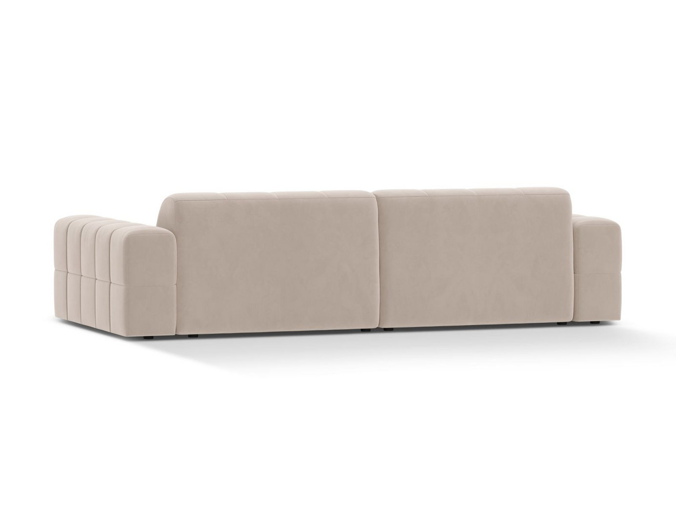 Cosmopolitan Design sammetssoffa, "Chicago", 4-sits, 252 × 102 × 78 cm, Venus, svarta plastben