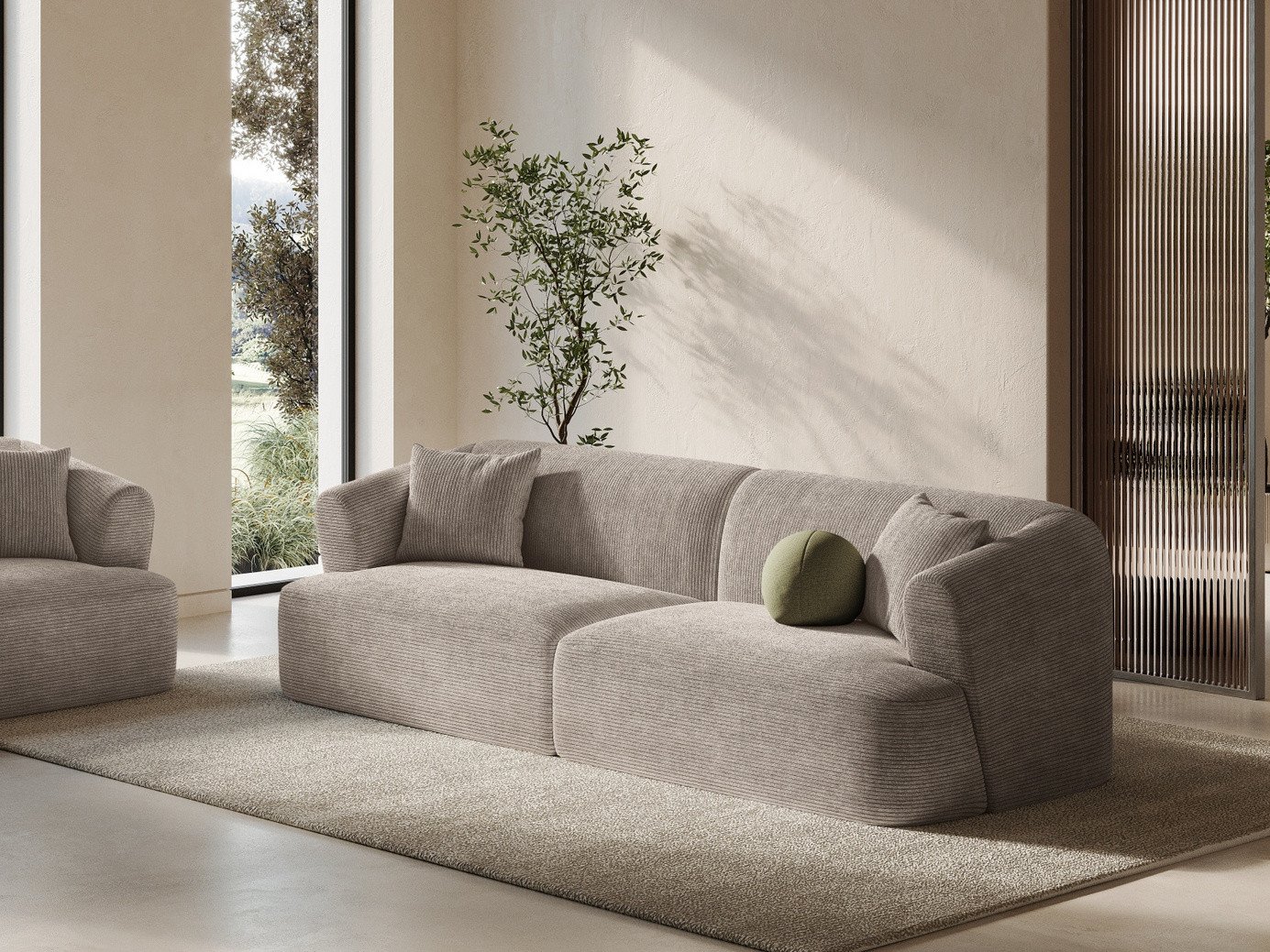 Cosmopolitan Design modulsoffa, "Campi", 4-sits, 255 × 90 × 70 cm, Lincoln, svarta plastben