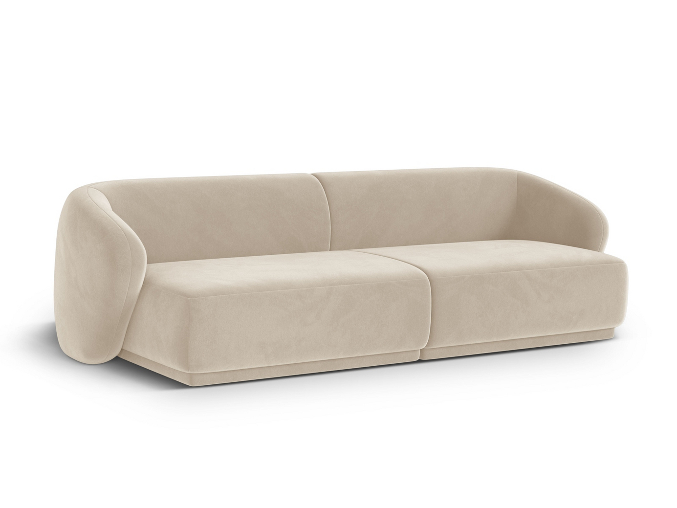 Cosmopolitan Design sammetssoffa, "Gomera", 4-sits, 246 × 93 × 74 cm, Salvador, svarta plastben
