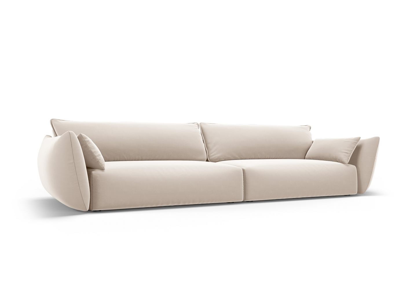 Cosmopolitan Design sammetssoffa, "Matera", 4-sits, 248 × 110 × 85 cm, Salvador, svarta plastben