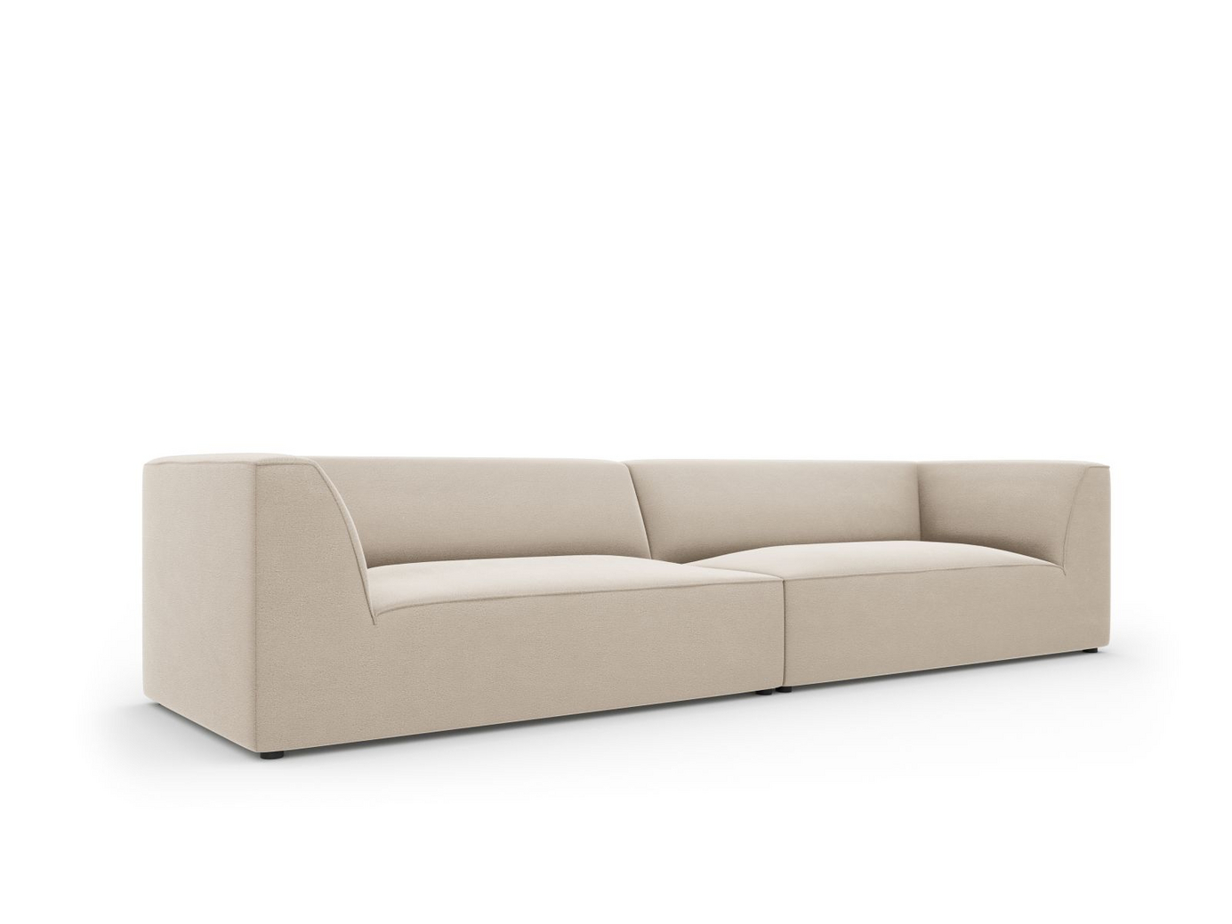 Cosmopolitan Design sammetssoffa, "Siena", 4-sits, 302 × 93 × 69 cm, Salvador, svarta plastben