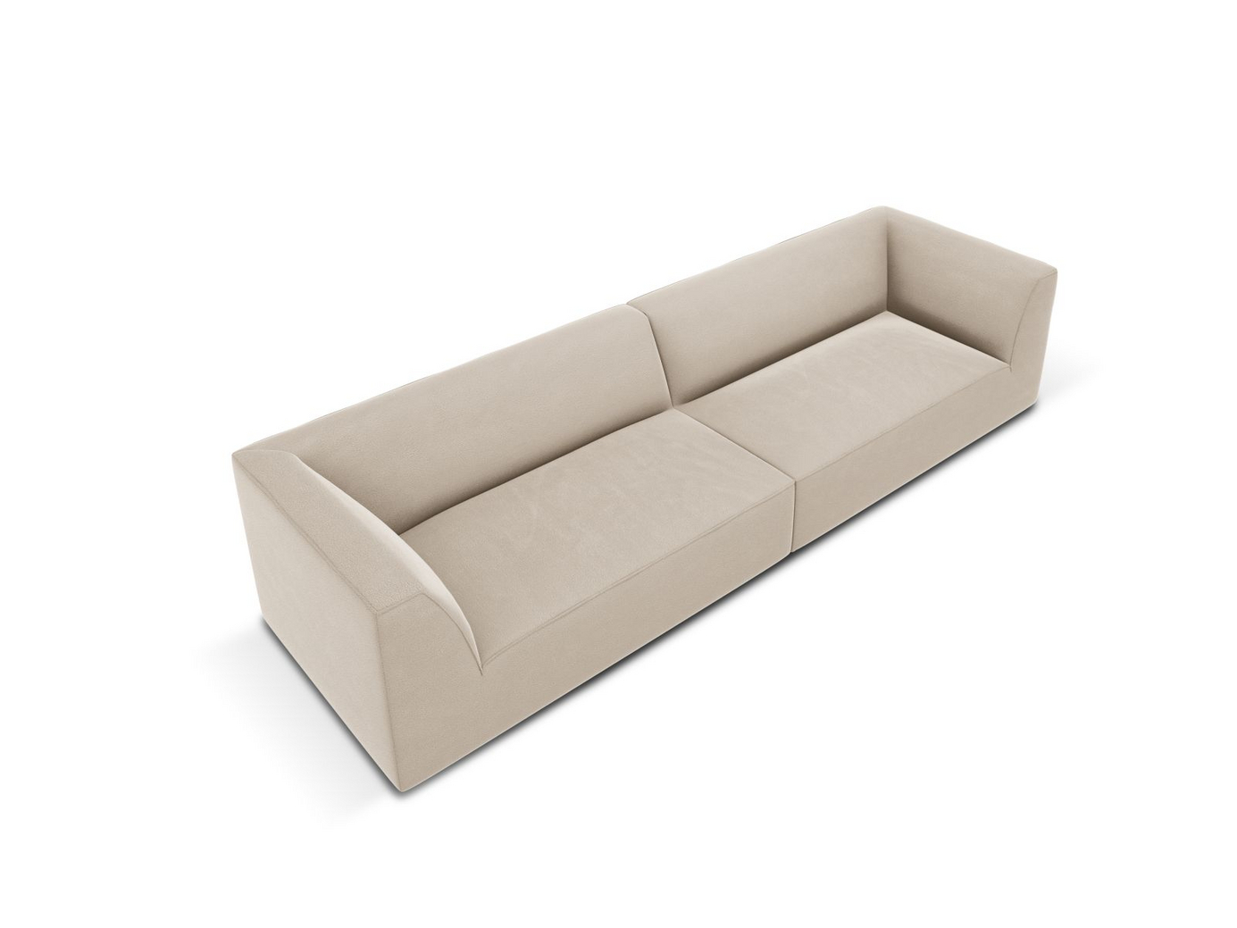 Cosmopolitan Design sammetssoffa, "Siena", 4-sits, 302 × 93 × 69 cm, Salvador, svarta plastben