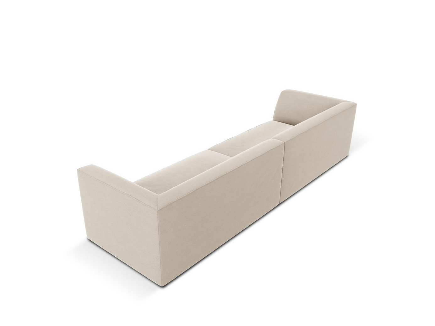 Cosmopolitan Design sammetssoffa, "Siena", 4-sits, 302 × 93 × 69 cm, Salvador, svarta plastben