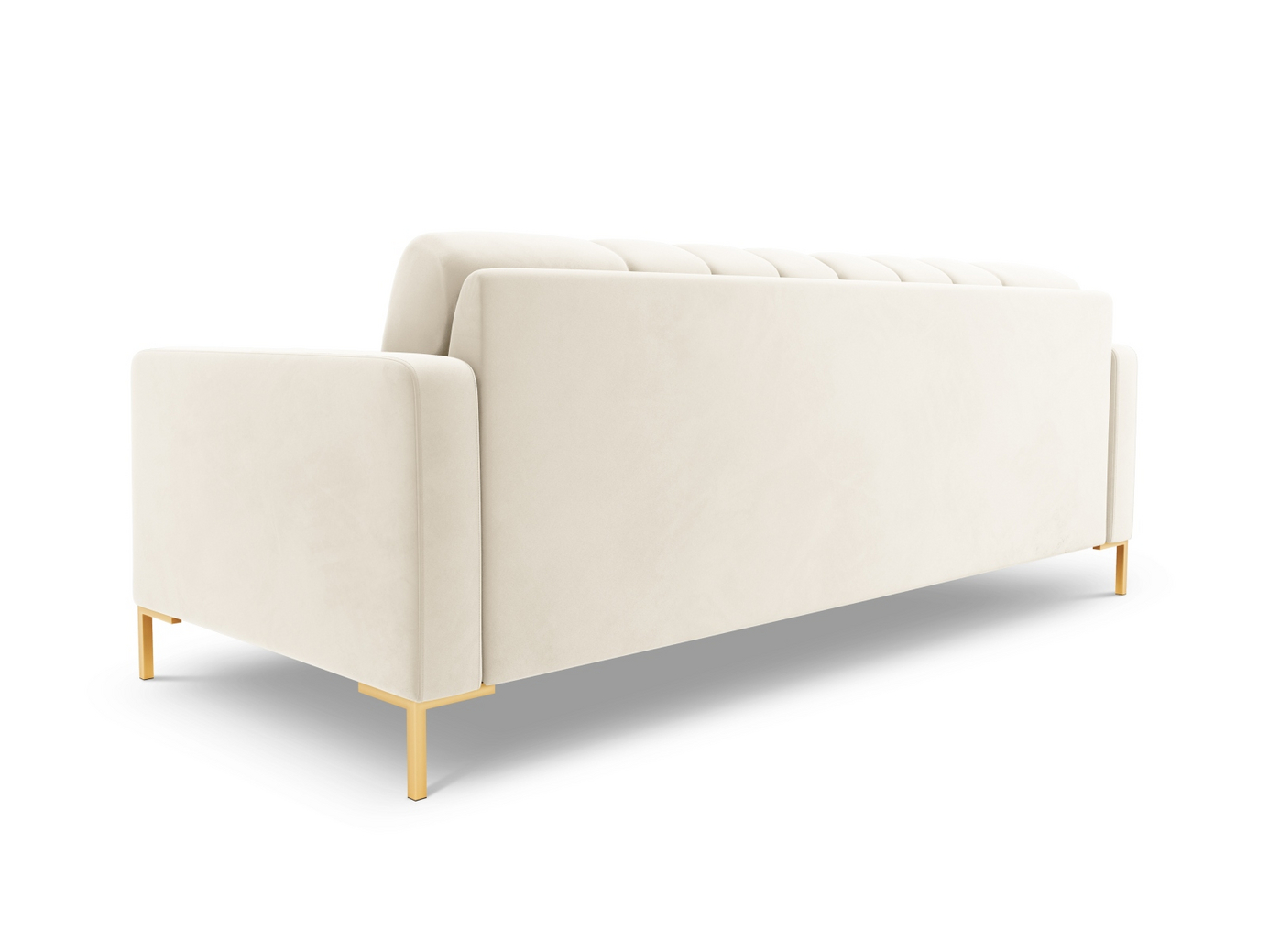 Cosmopolitan Design sammetssoffa, "Bali", 4-sits, 217 × 96 × 75 cm, Bluvel, guldfärgade metallben