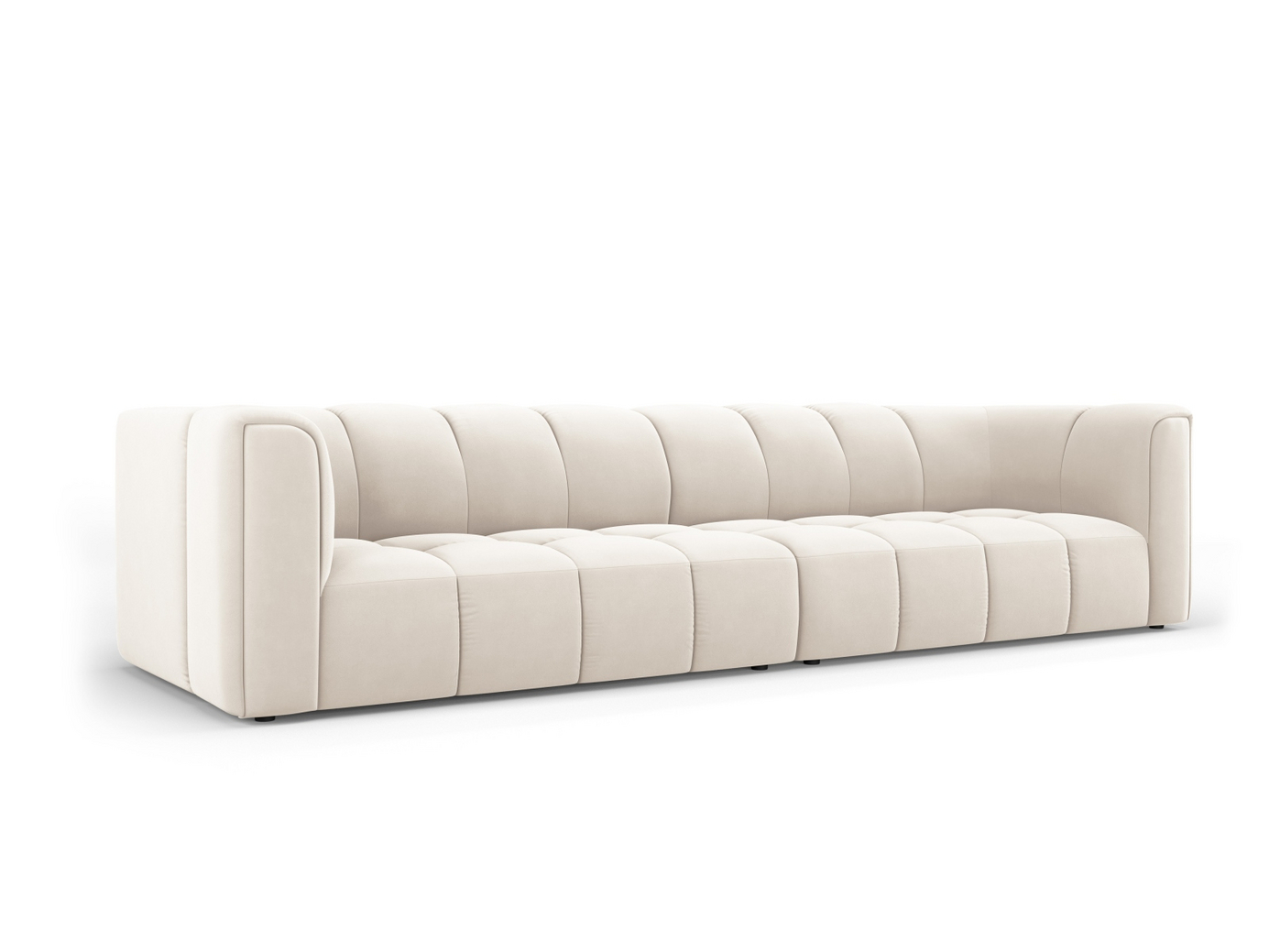 Cosmopolitan Design sammetsmodulsoffa, "Moritz", 4-sits, 286 × 96 × 70 cm, Bluvel, svarta plastben