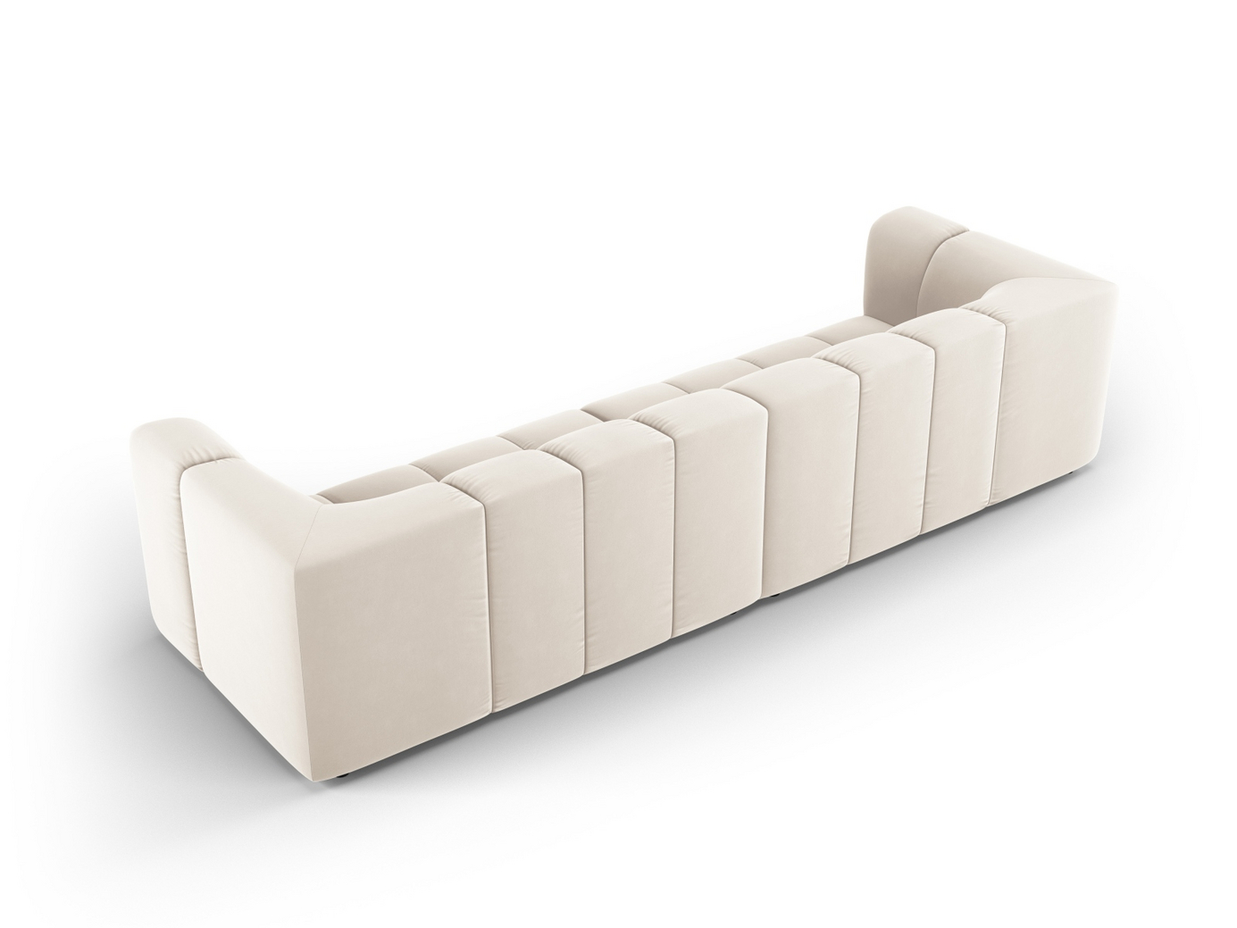 Cosmopolitan Design sammetsmodulsoffa, "Moritz", 4-sits, 286 × 96 × 70 cm, Bluvel, svarta plastben