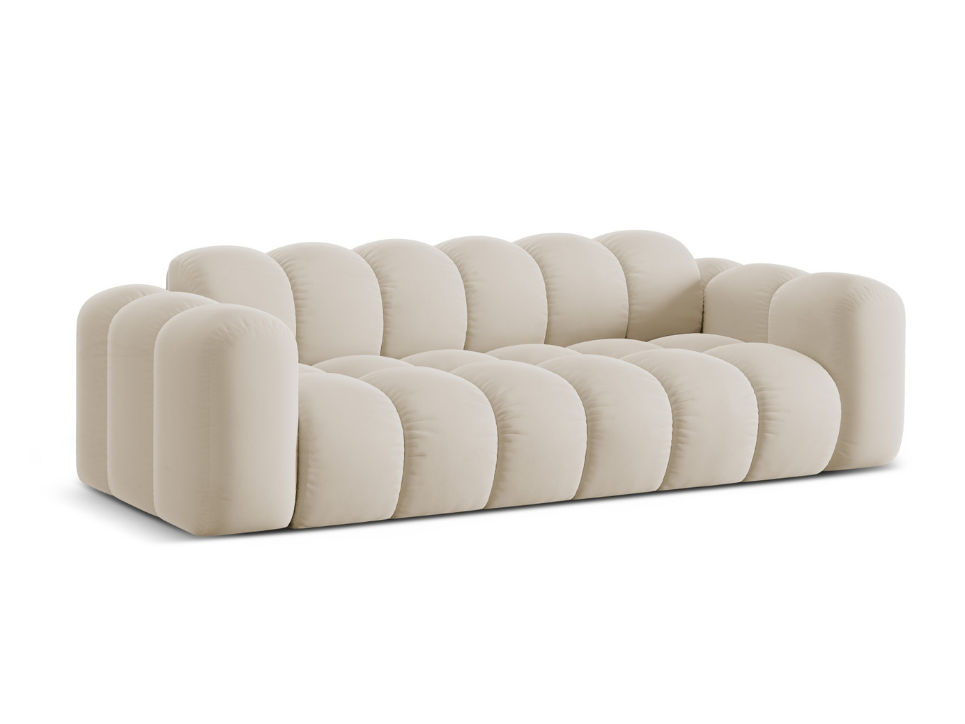 Cosmopolitan Design sammetssoffa, "Treno", 4-sits, 240 × 94 × 70 cm, Bluvel, svarta plastben