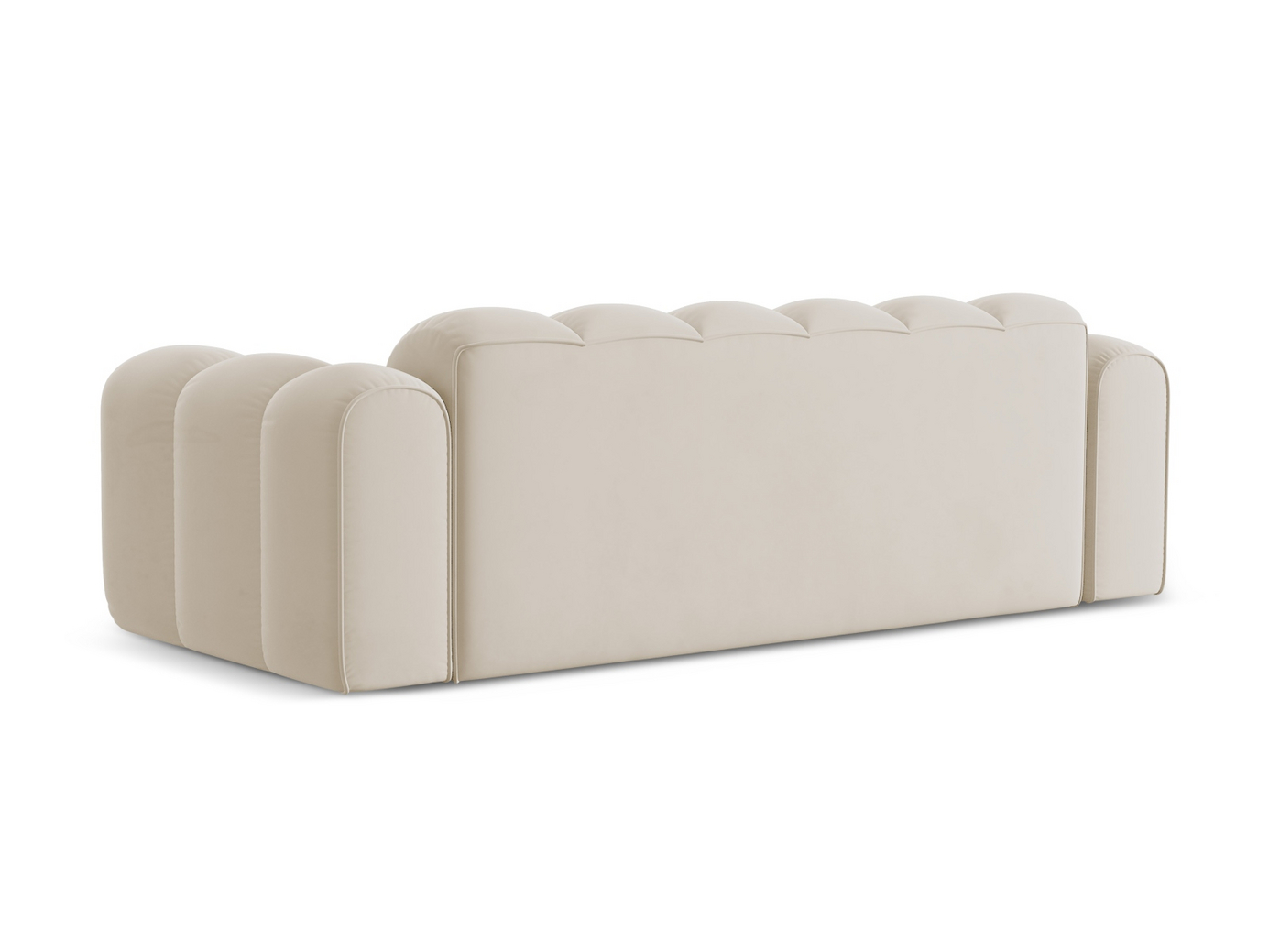 Cosmopolitan Design sammetssoffa, "Treno", 4-sits, 240 × 94 × 70 cm, Bluvel, svarta plastben