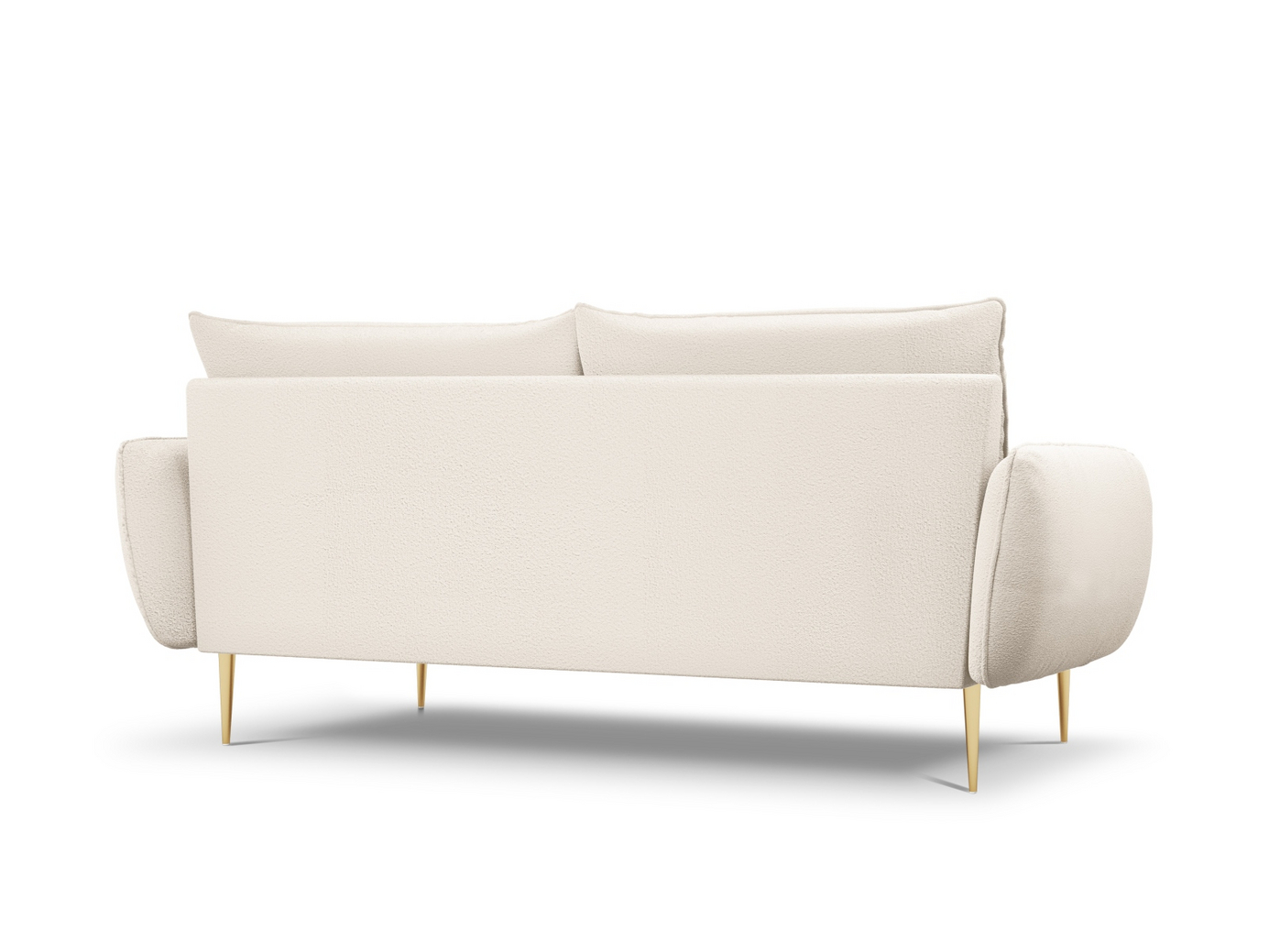 Cosmopolitan Design bouclésoffa, "Vienna", 4-sits, 230 × 92 × 95 cm, Ascot, guldfärgade metallben
