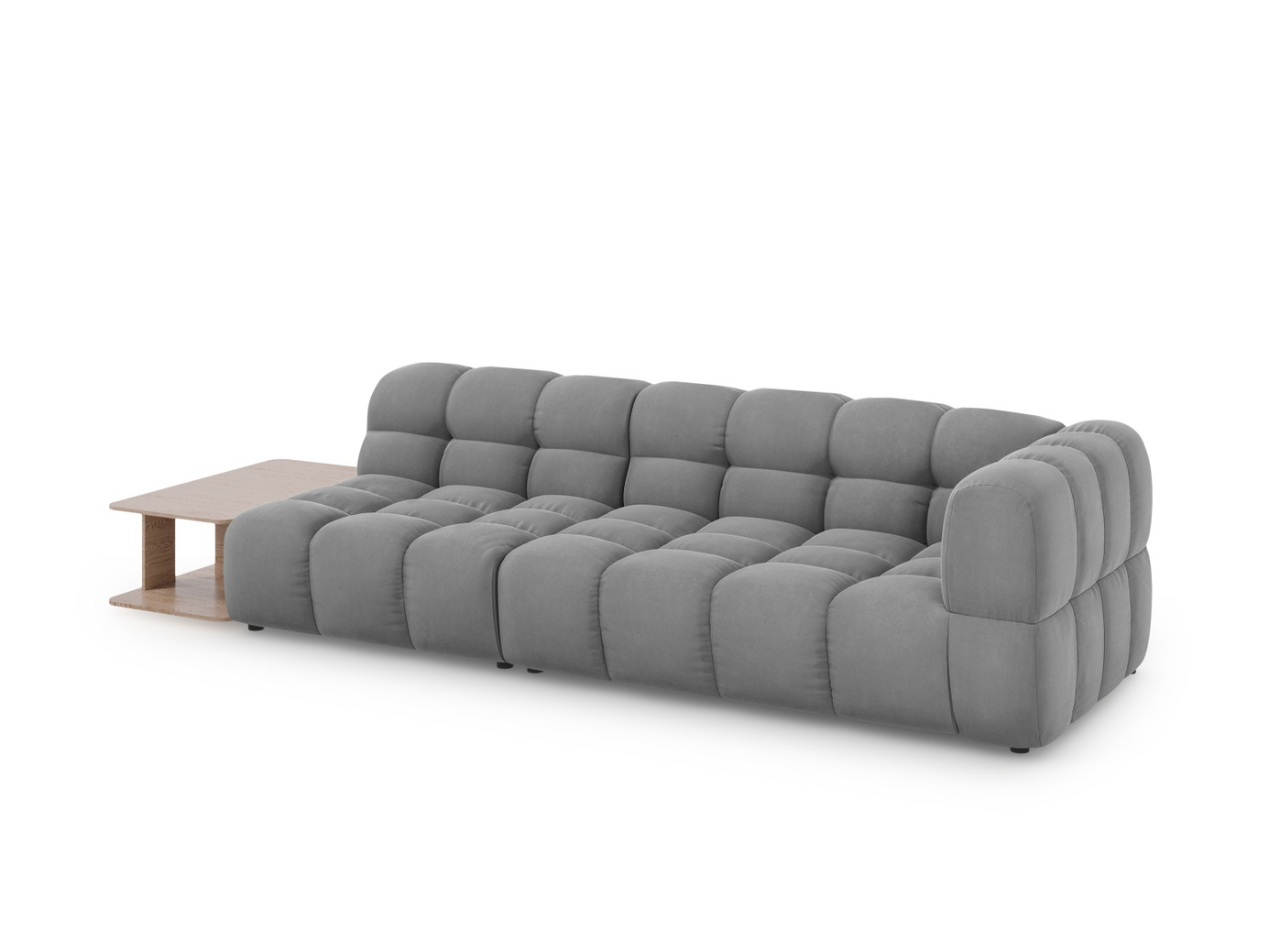 Cosmopolitan Design vänstervänd sammetsmodulsoffa, "Sky", 4-sits, 297 × 102 × 70 cm, Casino, svarta plastben