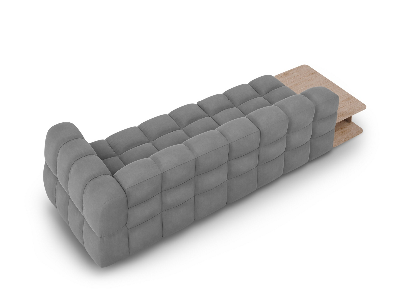 Cosmopolitan Design vänstervänd sammetsmodulsoffa, "Sky", 4-sits, 297 × 102 × 70 cm, Casino, svarta plastben