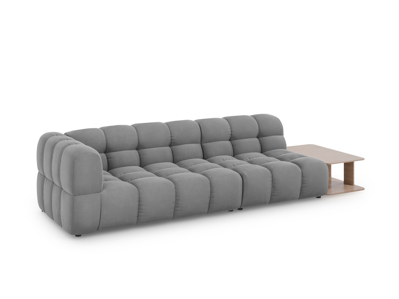 Cosmopolitan Design högervänd sammetsmodulsoffa, "Sky", 4-sits, 297 × 102 × 70 cm, Casino, svarta plastben