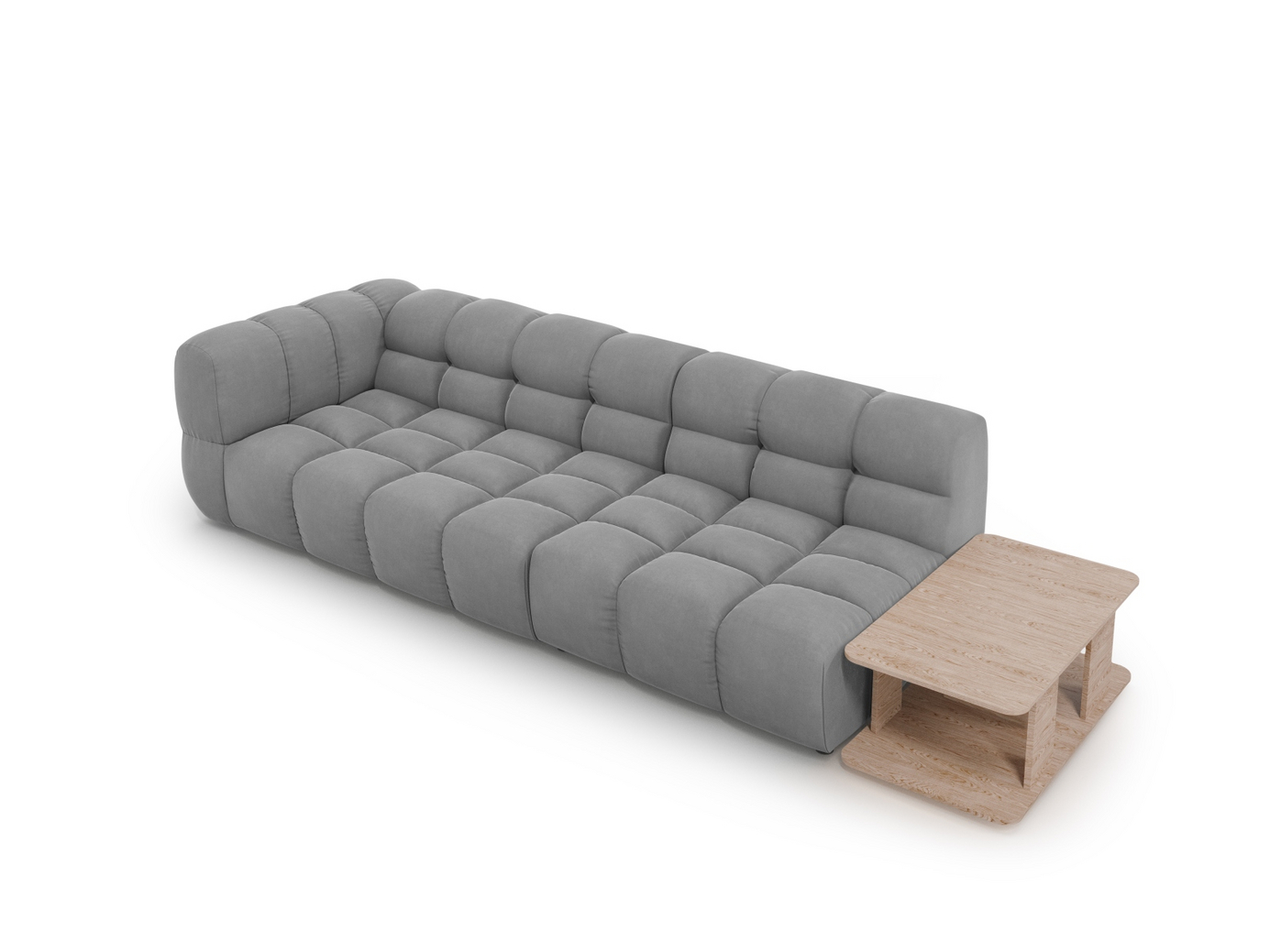 Cosmopolitan Design högervänd sammetsmodulsoffa, "Sky", 4-sits, 297 × 102 × 70 cm, Casino, svarta plastben