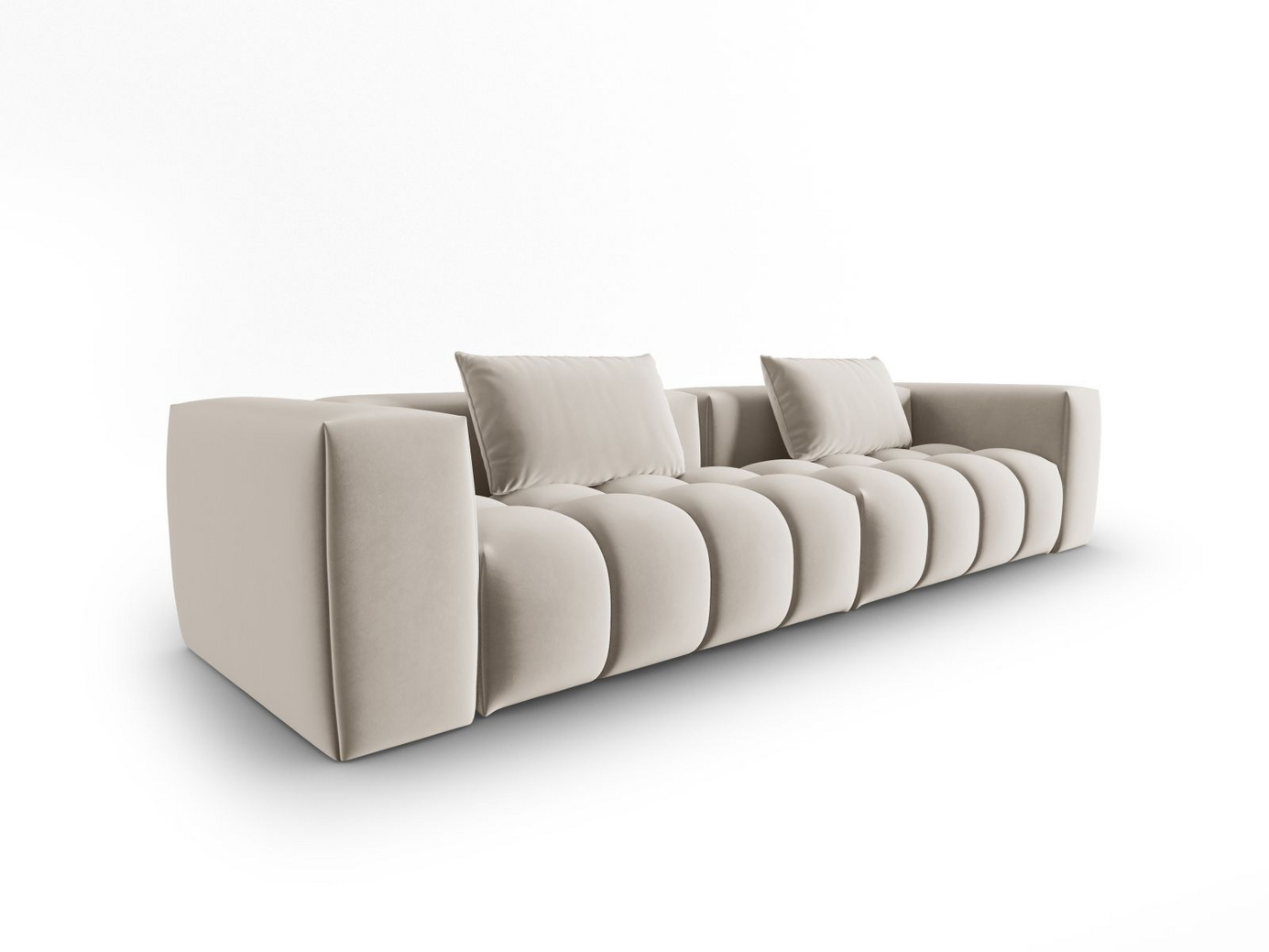 Cosmopolitan Design sammetsmodulsoffa, "Verona", 5-sits, 290 × 85 × 70 cm, Casino, svarta plastben