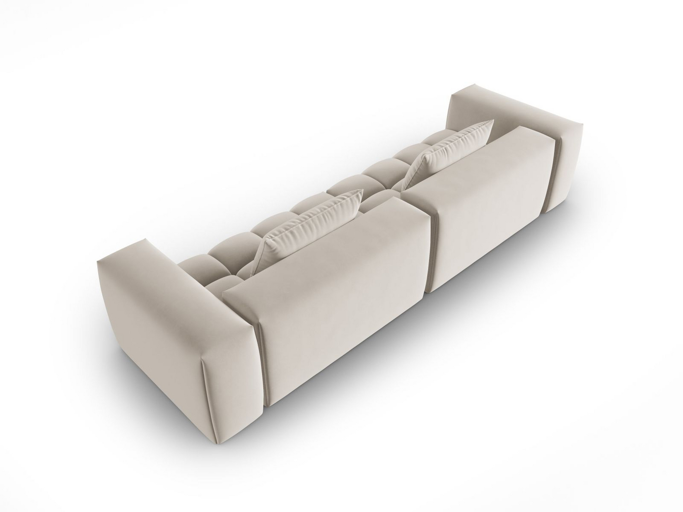 Cosmopolitan Design sammetsmodulsoffa, "Verona", 5-sits, 290 × 85 × 70 cm, Casino, svarta plastben