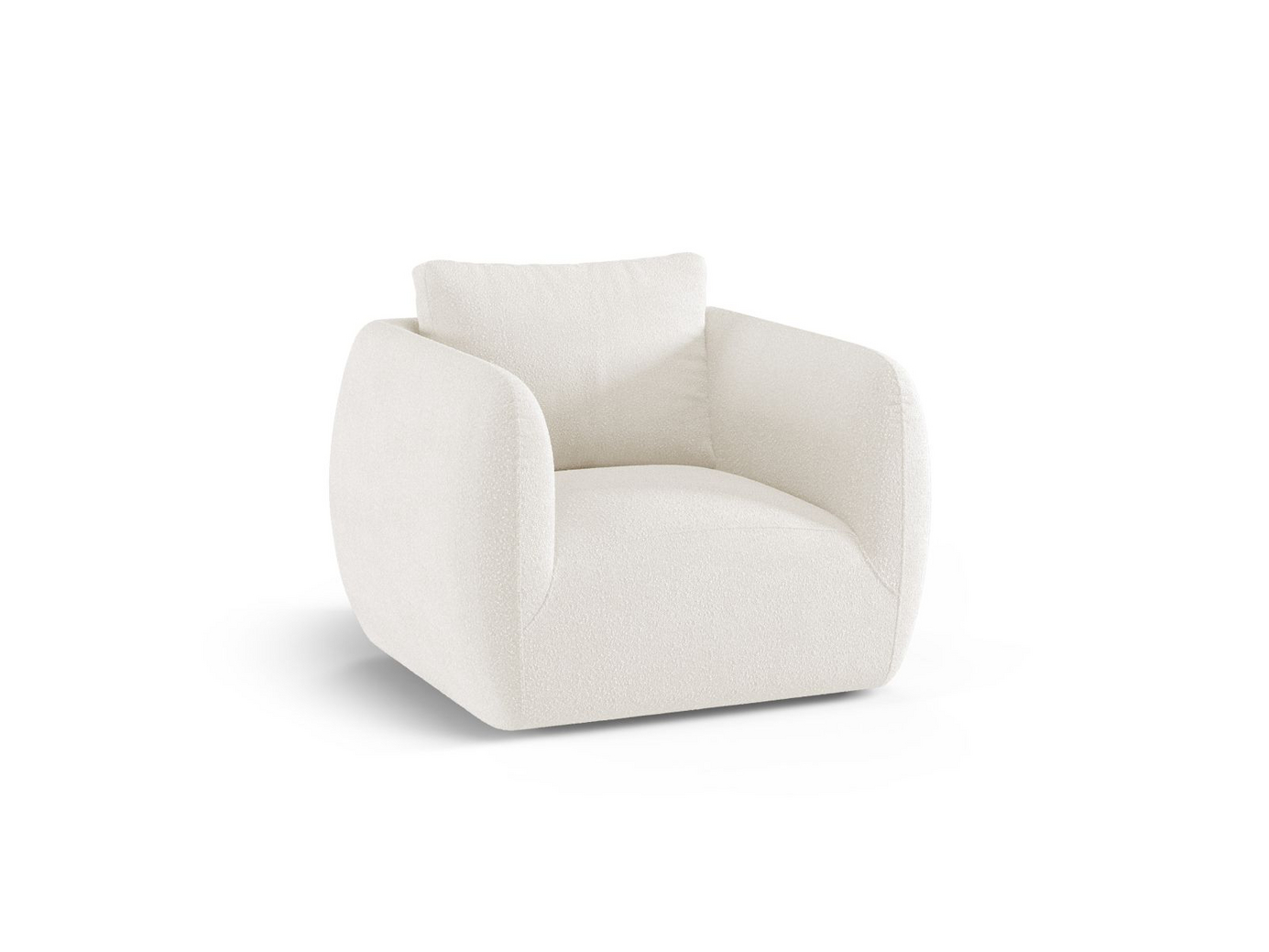 Cosmopolitan Design boucléfåtölj, "Nimes", 1-sits, 95,5 × 87 × 80 cm, Baloo, silverfärgade metallben