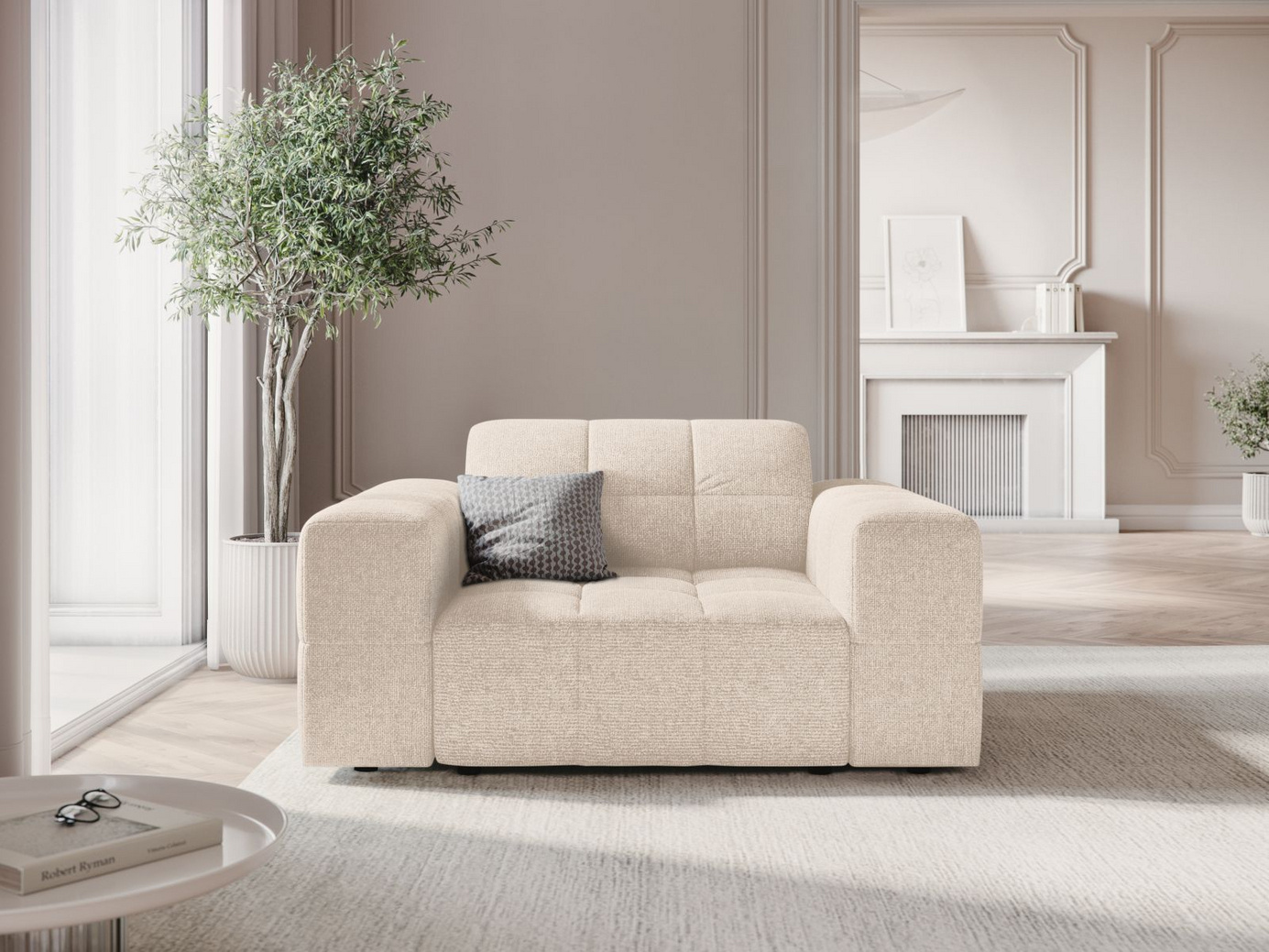 Cosmopolitan Design fåtölj, "Chicago", 1-sits, 132 × 102 × 78 cm, Haga, svarta plastben