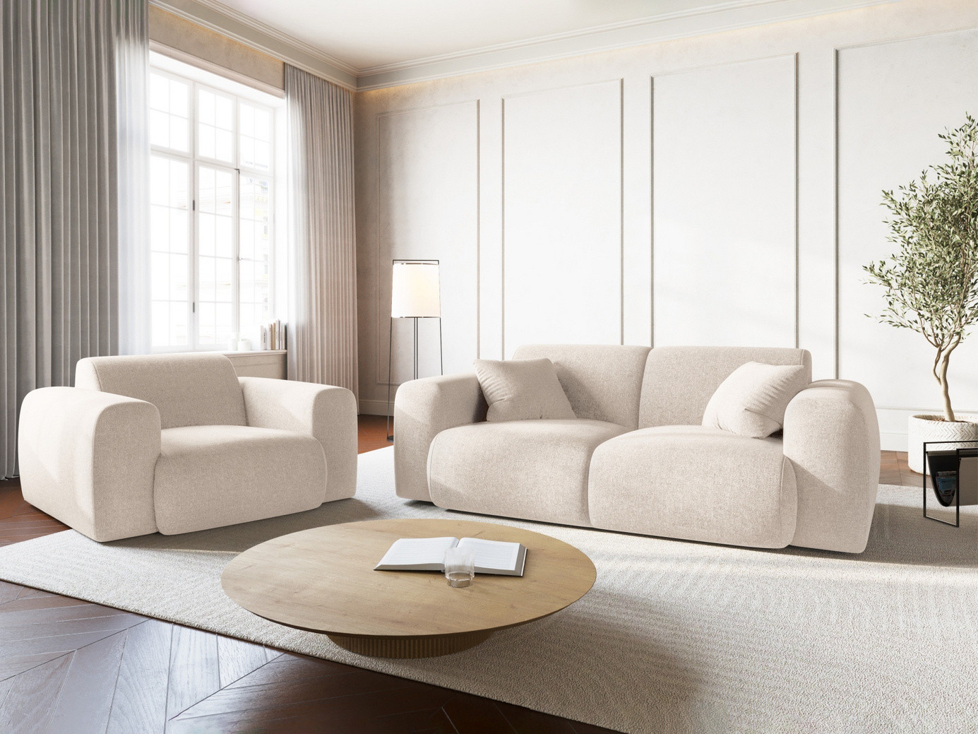 Cosmopolitan Design fåtölj, "Nolio", 1-sits, 105 × 95 × 72 cm, Haga, svarta plastben